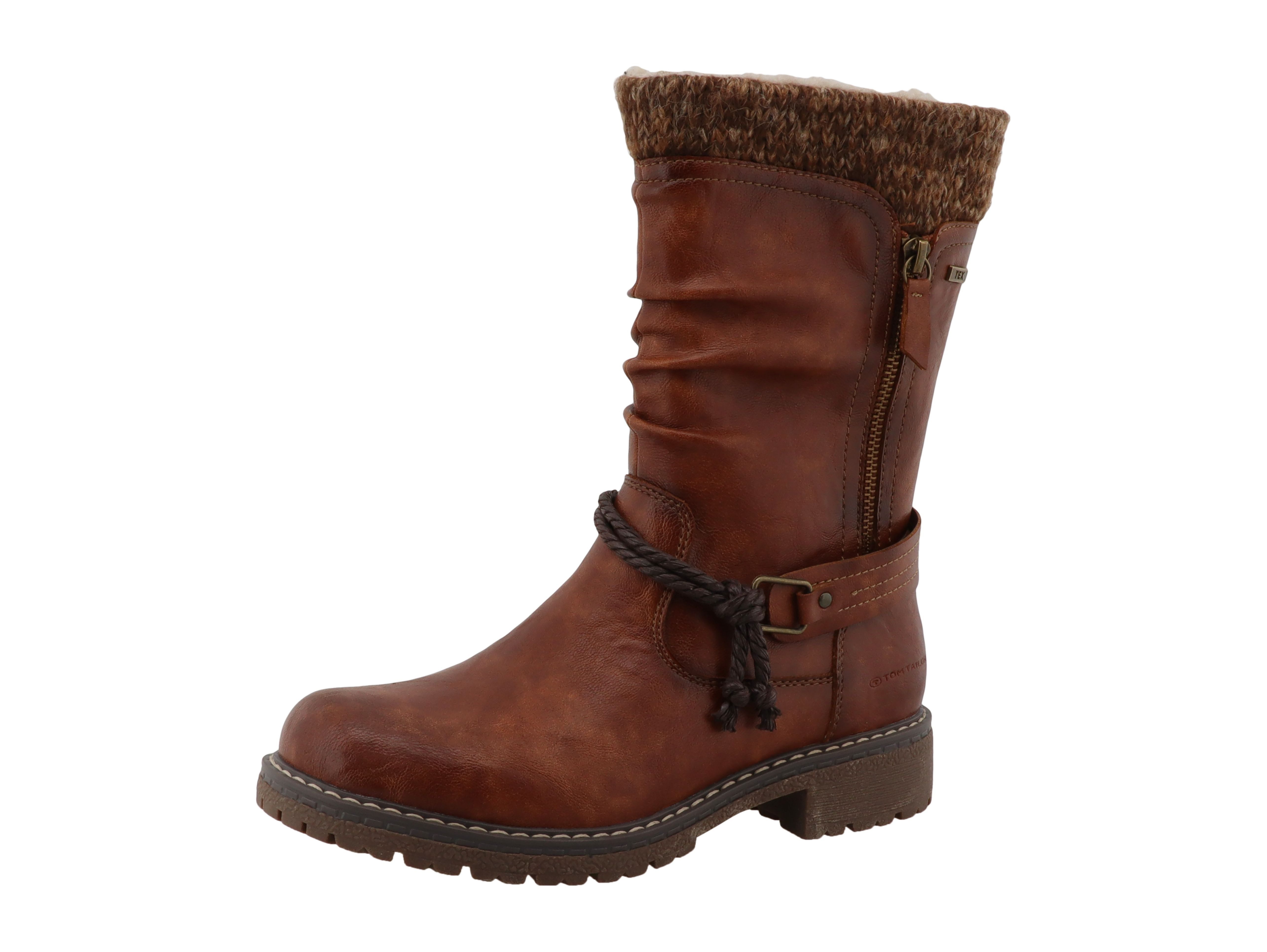 TOM TAILOR Winterstiefel Blockabsatz, Langschaftstiefel mit wasserabweisender TEX-Ausstattung