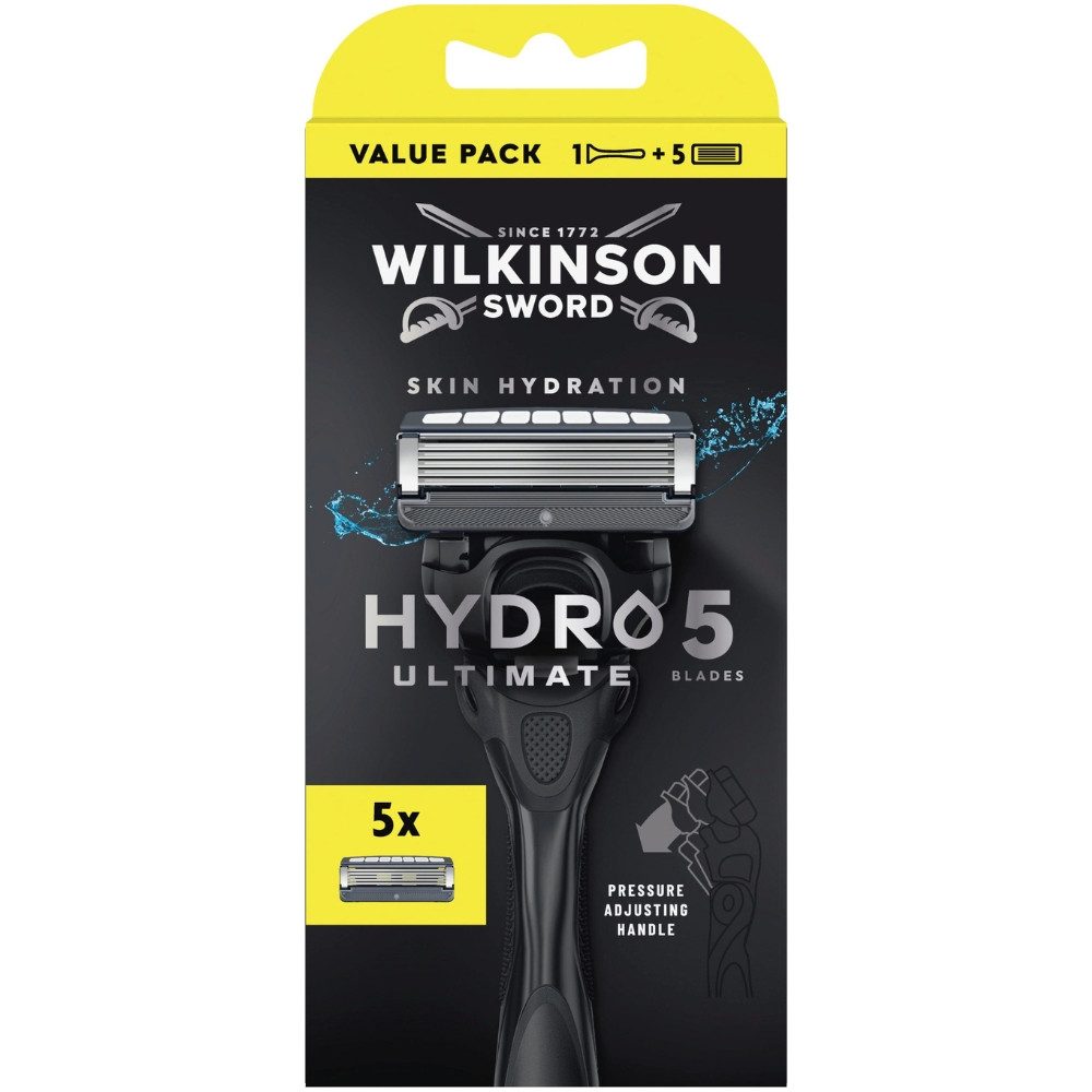 Wilkinson Nassrasierer Sword Hydro 5 Ultimate Rasierer Set, 1 Griff + 5 Ersatzklingen, 6-tlg.