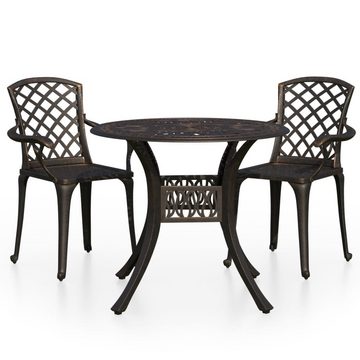 vidaXL Garten-Essgruppe 3-tlg Bistro-Set Aluminiumguss Bronzen Sitzgruppe Set