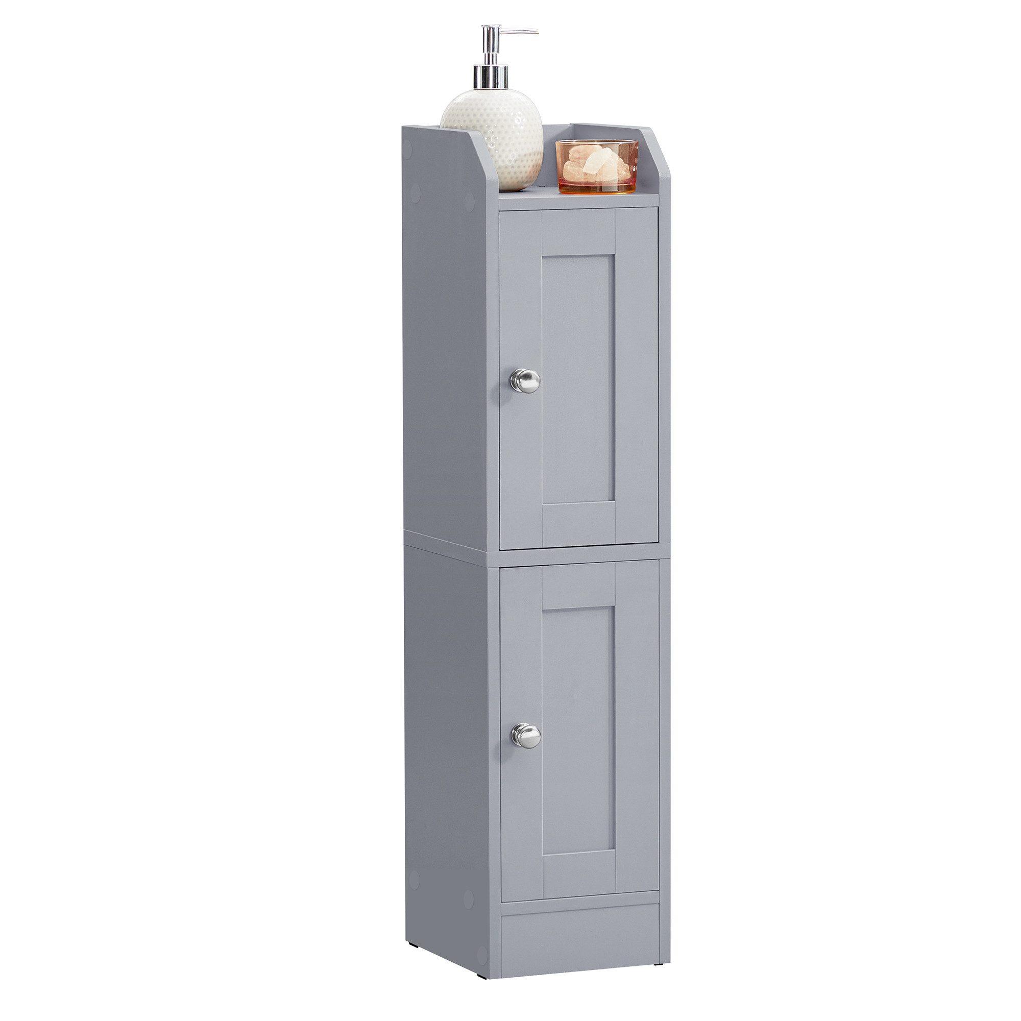 VASAGLE Kommode Badezimmerschrank Badschrank verstellbare Ablagen, Bad, Landhausstil, schmal, Türen nach links oder rechts öffnend