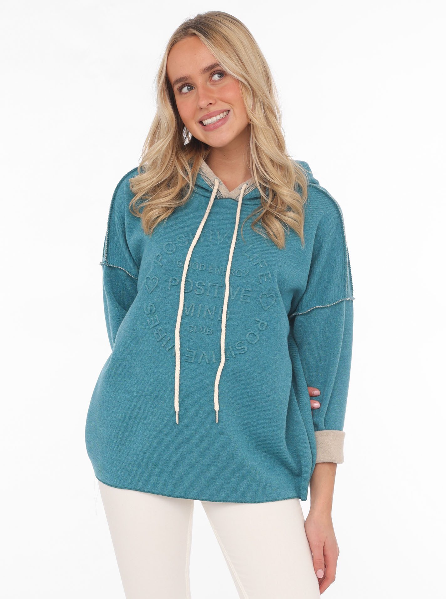 Zwillingsherz Hoodie "Positive Mind" Kapuze, 3/4 günstig online kaufen