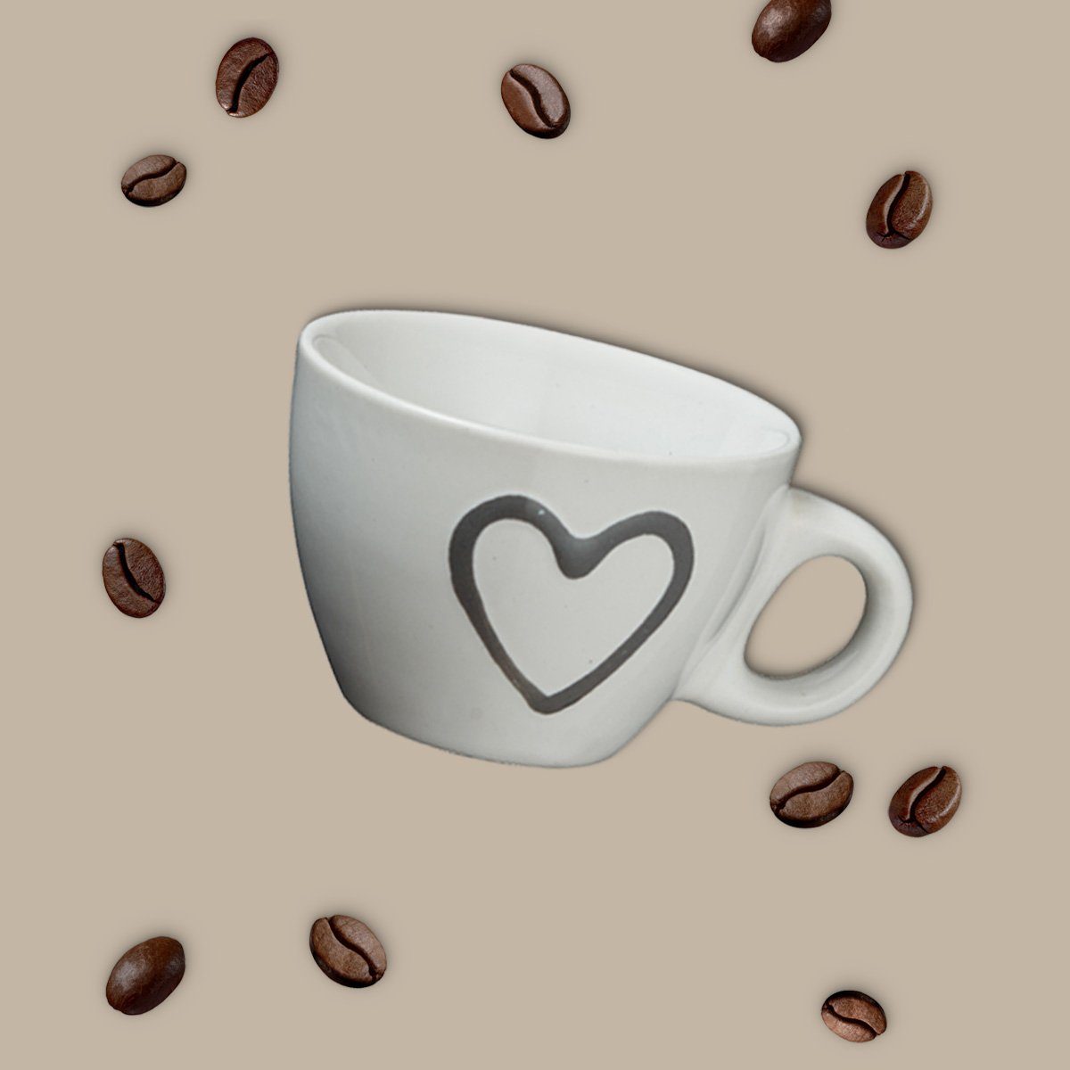 matches21 HOME & HOBBY Tasse Moderne Keramik Espresso-Tassen 4er Set beige weiß rot grau 50 ml, 4-tlg., Keramik, Kleine Landhaus-Stil Vintage Henkel Herz Kaffee – Bild 4 von 5