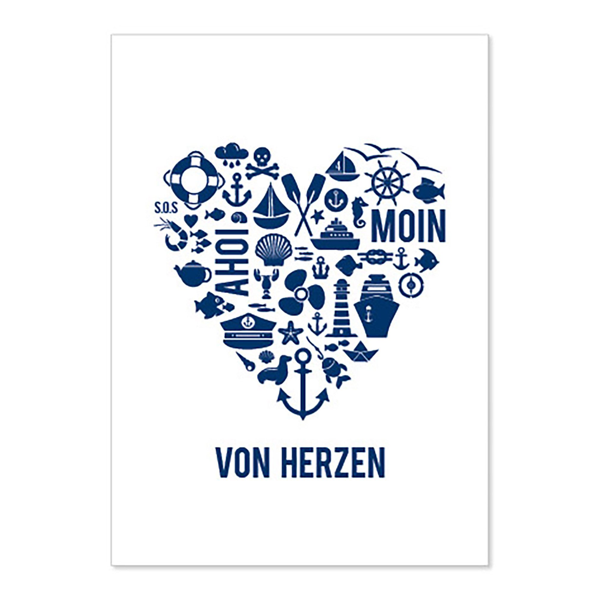 Postkarte Postkarte Von Herzen (maritim)