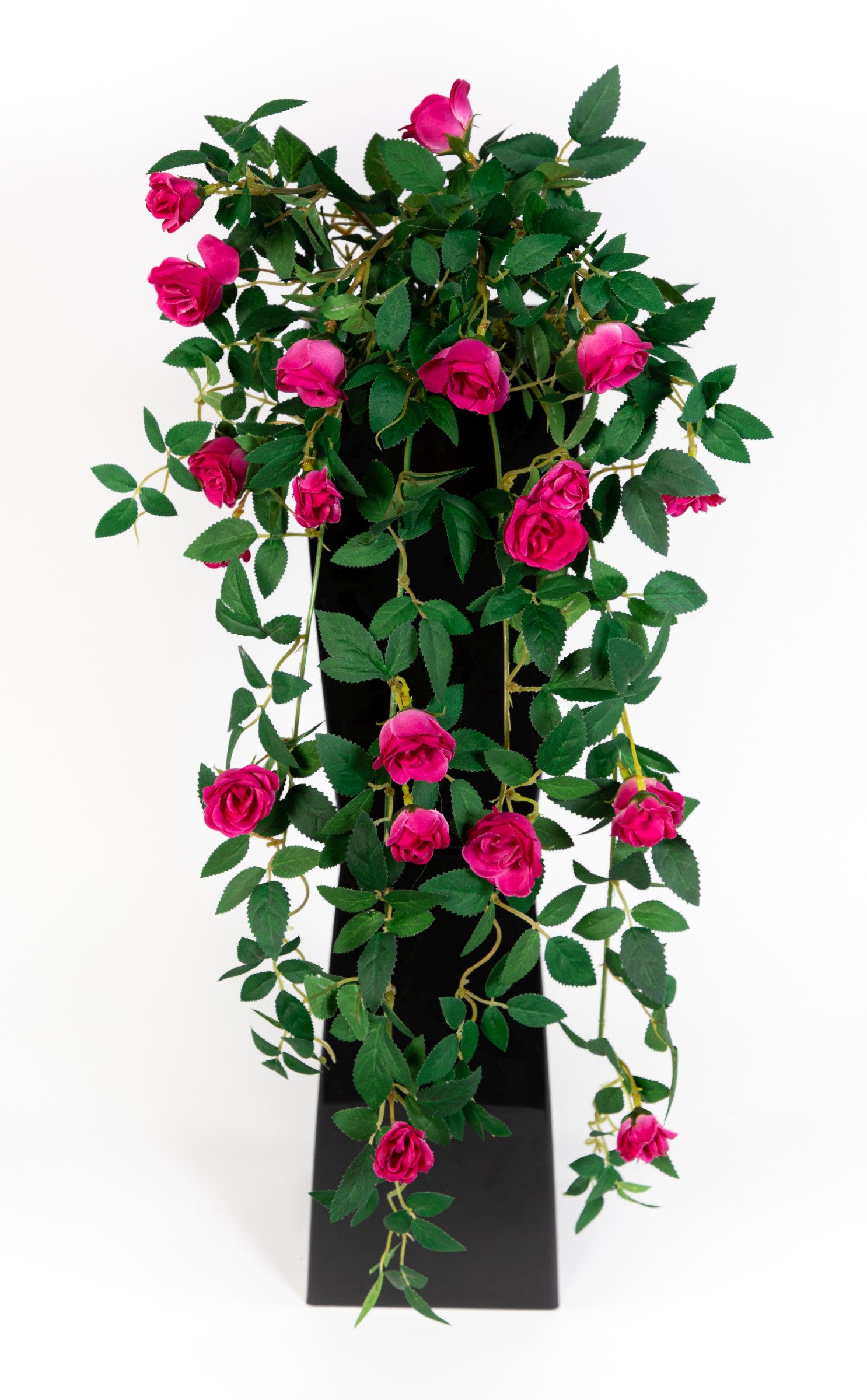 Kunstranke Rosenranke 62cm ZF Kunstpflanzen Kunstblumen künstliche Blumen Rosen, Seidenblumen Roß, Höhe 62 cm, Fuchsia