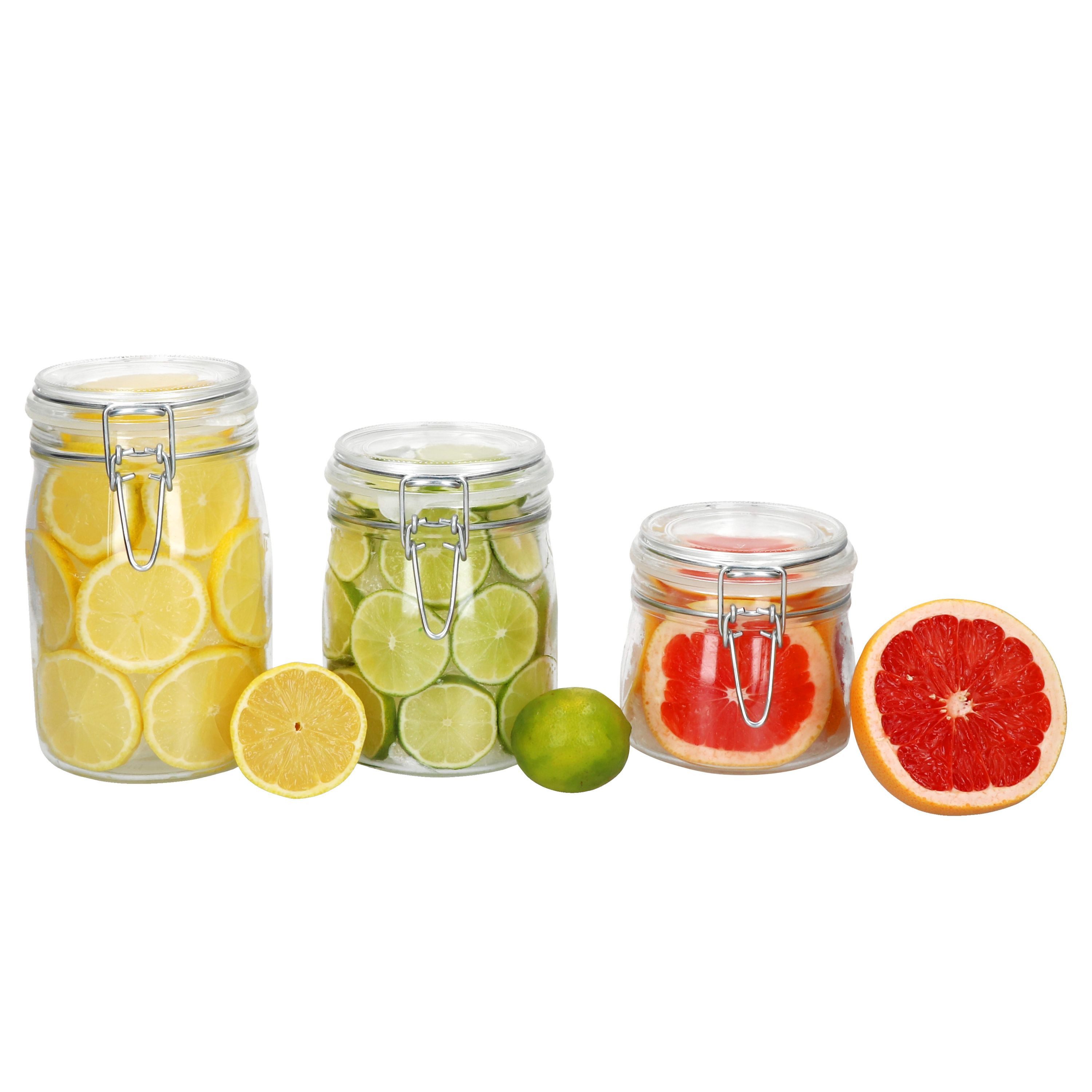 MamboCat Vorratsglas 3tlg Set NORMA Vorratsglas 0,5L 0,75L 1L Bügelverschluss luftdicht, Glas
