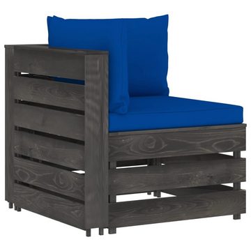 vidaXL Gartenlounge-Set 2-Sitzer Outdoor-Sofa mit Kissen Grau Imprägniertes Kiefernholz