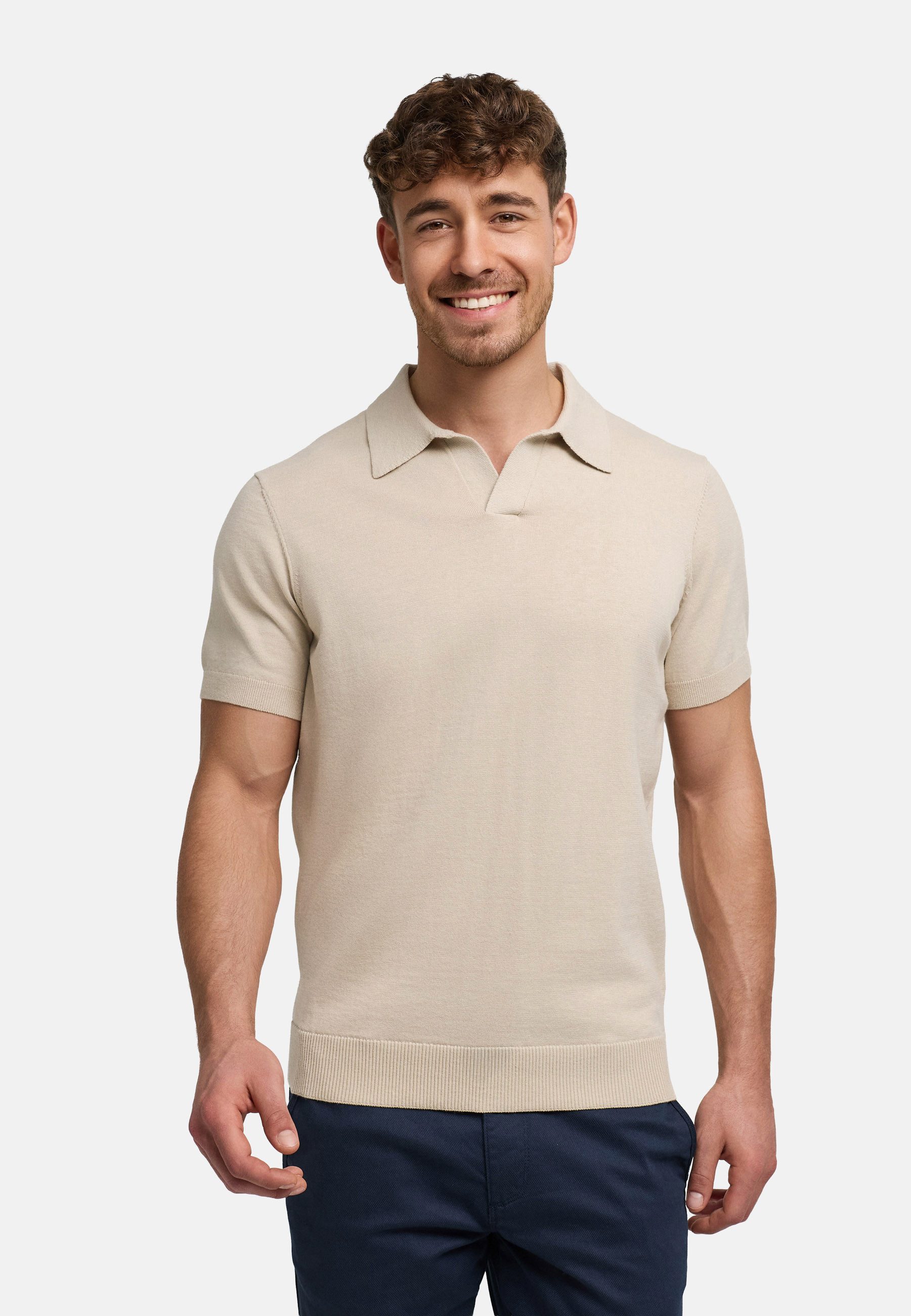 Jeff Poloshirt JFEliseo Strickpolo mit offenem Polokragen aus hochwertiger Baumwolle