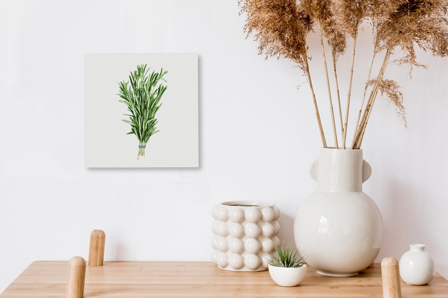 Strauß OneMillionCanvasses® St), frischer Bilder (1 Rosmarin weißem Hintergrund, auf Leinwand für Wohnzimmer Schlafzimmer Leinwandbild