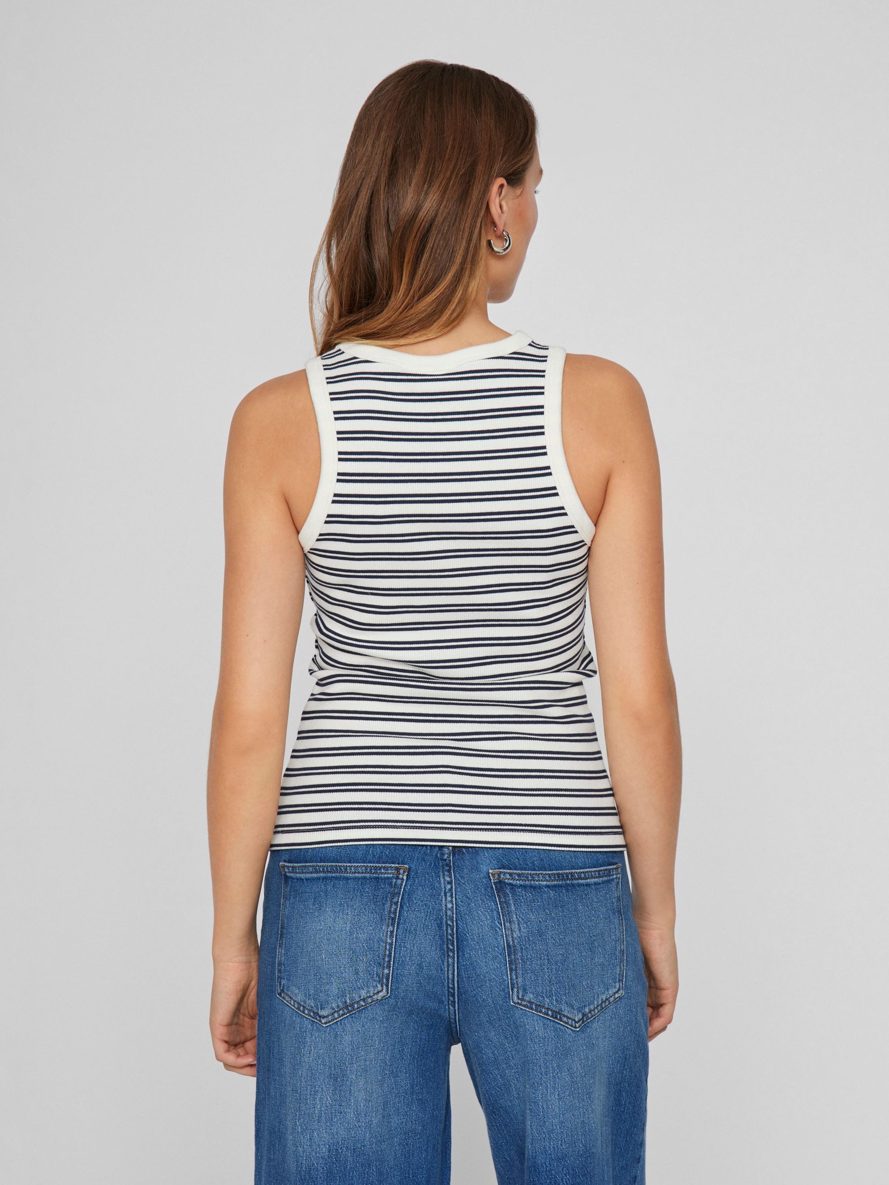 Vila Shirttop Klassisch gestreiftes ärmelloses Design, Rundhalsausschnitt (1-tlg) VISOLA S/L TANK TOP - NOOS