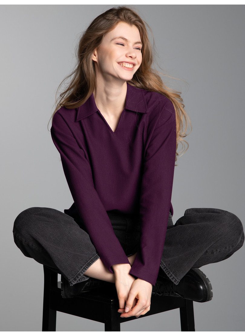 Trigema Poloshirt TRIGEMA Sweatshirt mit Kragen und V-Ausschnitt (1-tlg) günstig online kaufen