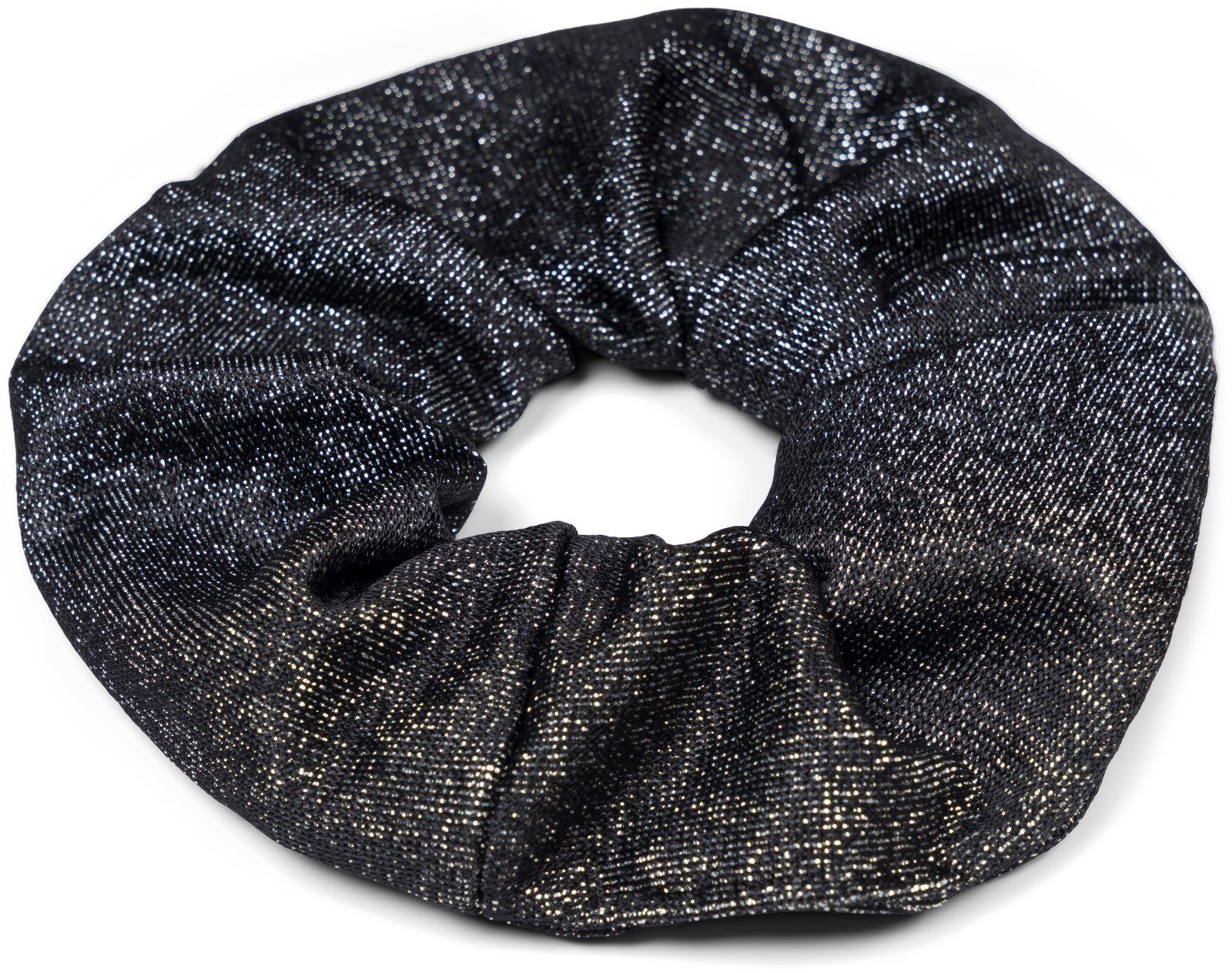 styleBREAKER Haargummi Scrunchie 1-tlg., Stoff Glitzer Silber Haargummi,