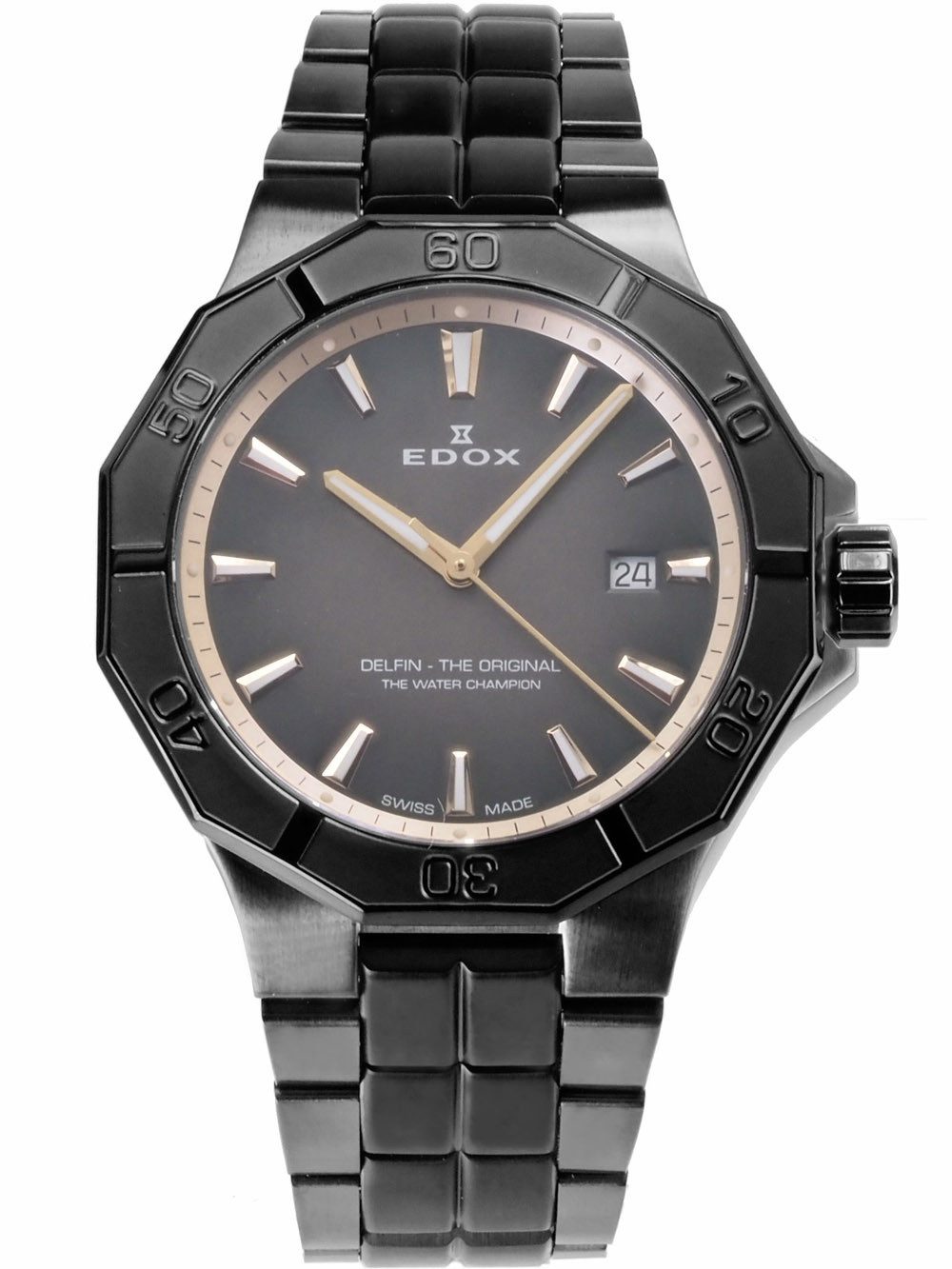 Edox Schweizer Uhr Herren Uhr Ø 43 mm Delfin Saphirglas 53021 37GNM NDR Delfin