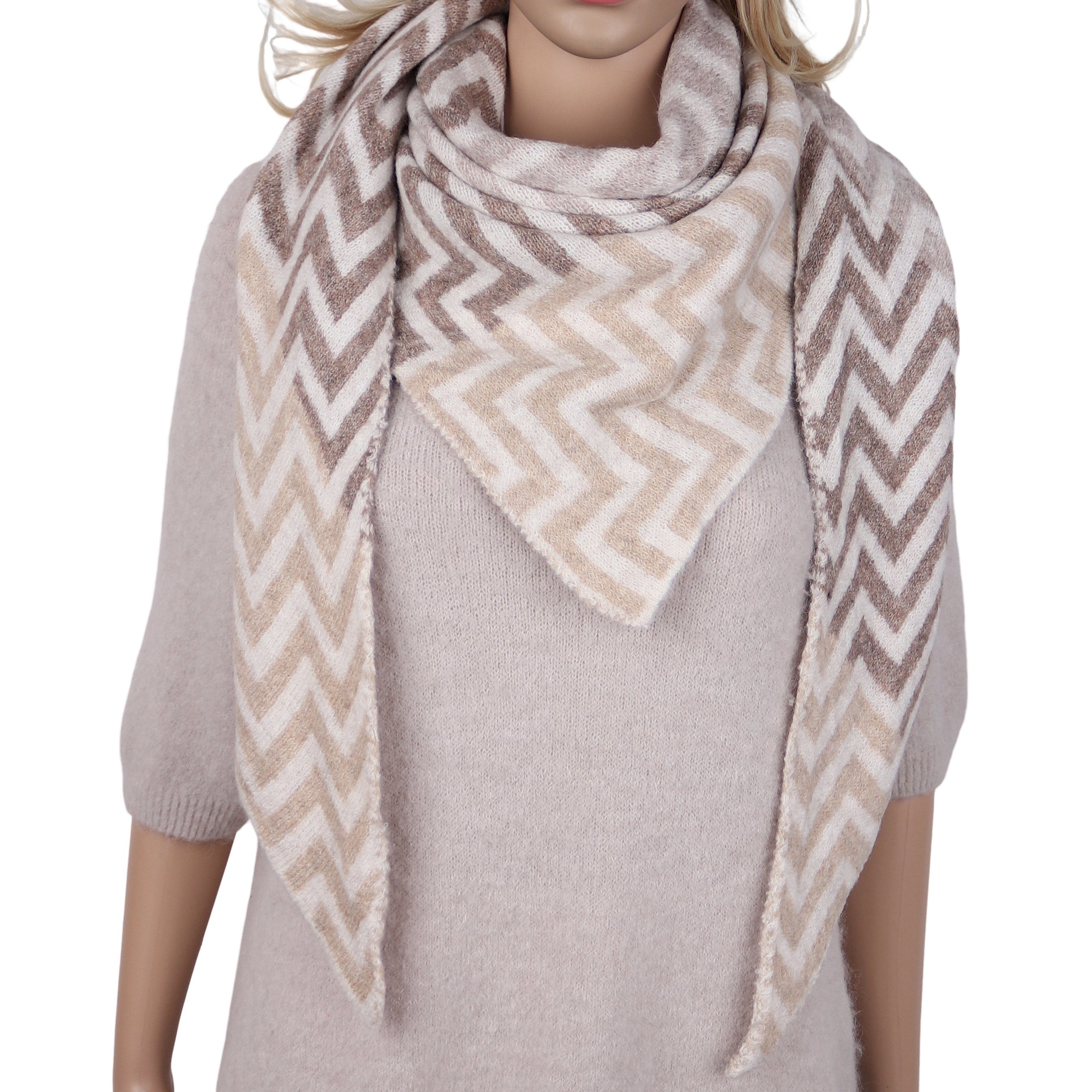 MIRROSI Dreieckstuch Damen Dreieckstuch Winterschal 180x65 cm,mit Zickzack-Muster, (Neue Kollektion Herbst/Winter 2026), weicher …
