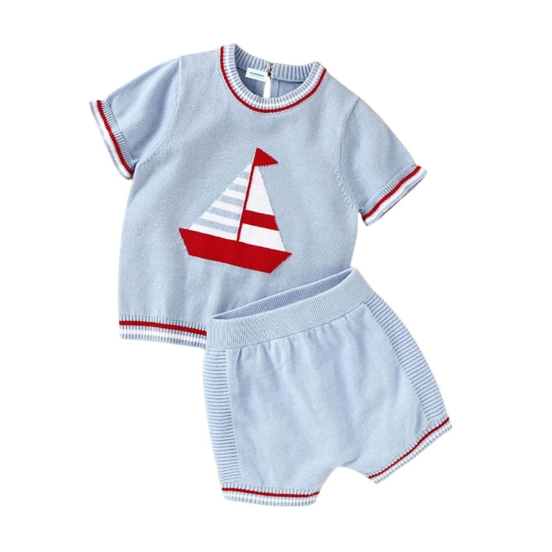 Shirt & Hose Süßes Baby/Kleinkind Sommeroutfit Strickset 'Sailor'