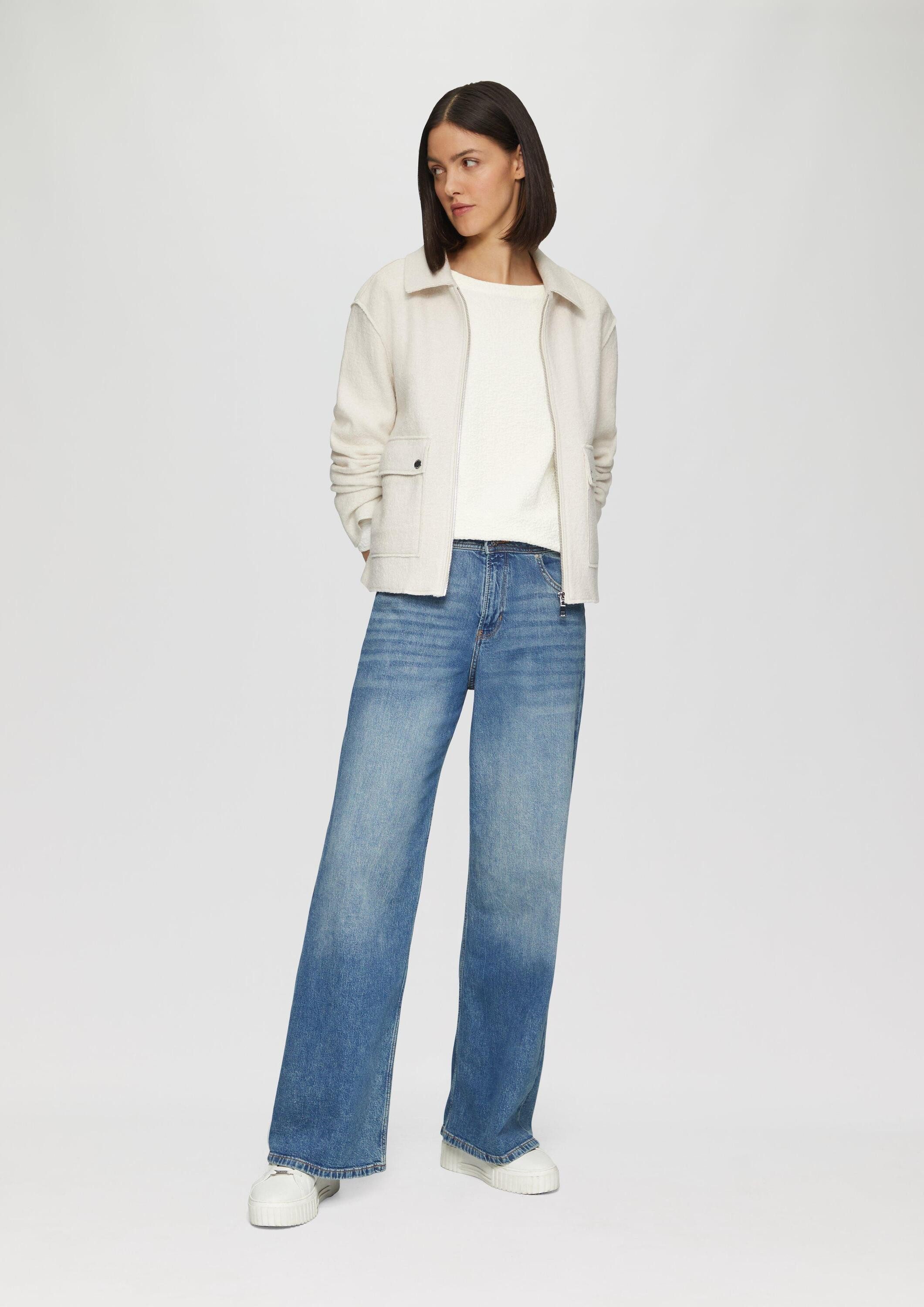 s.Oliver Sweatshirt Sweatshirt Strukturiertes Sweatshirt mit Rundhalsausschnitt