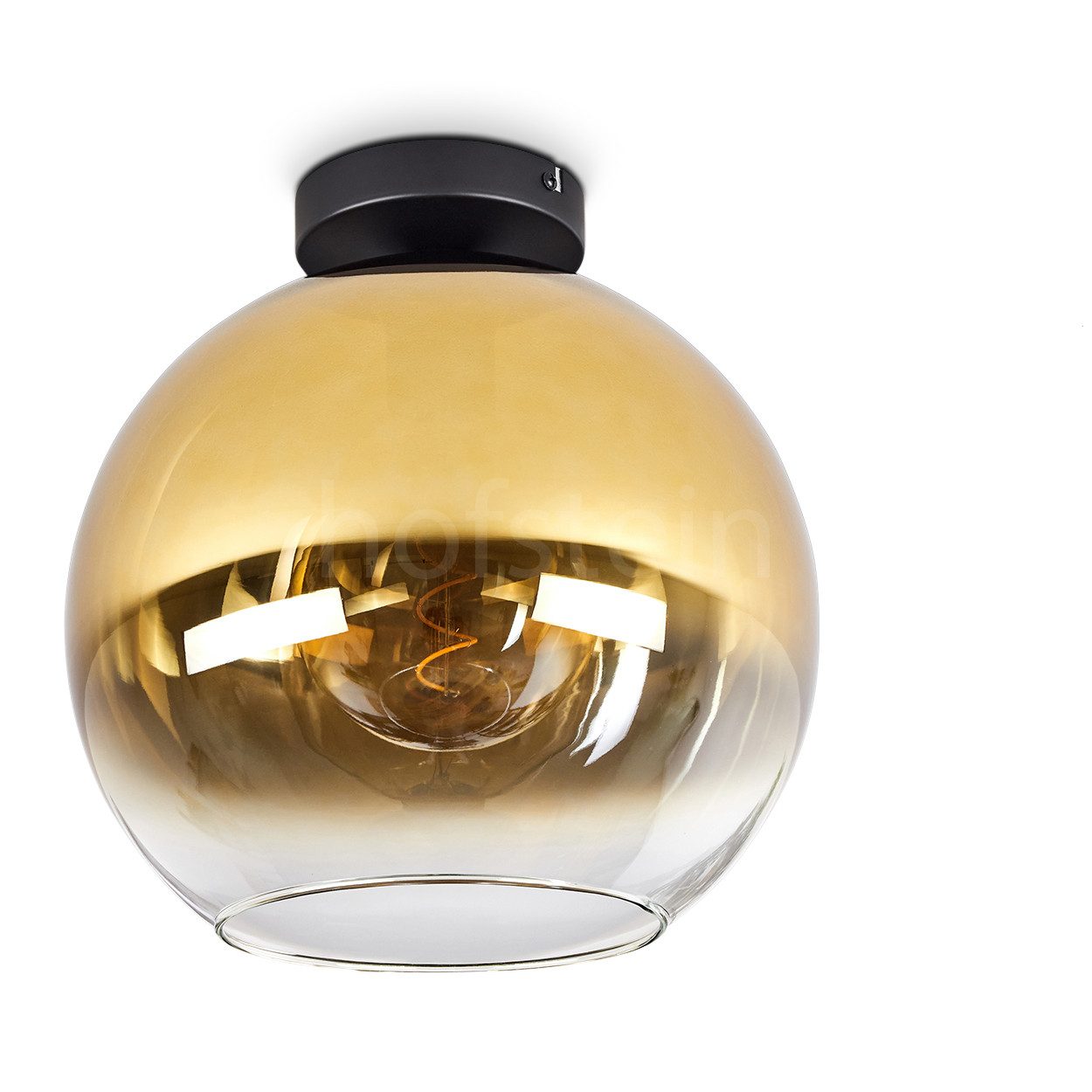 hofstein Deckenleuchte »Cesaro« Deckenlampe aus Metall/Glas in Schwarz/Gold günstig online kaufen