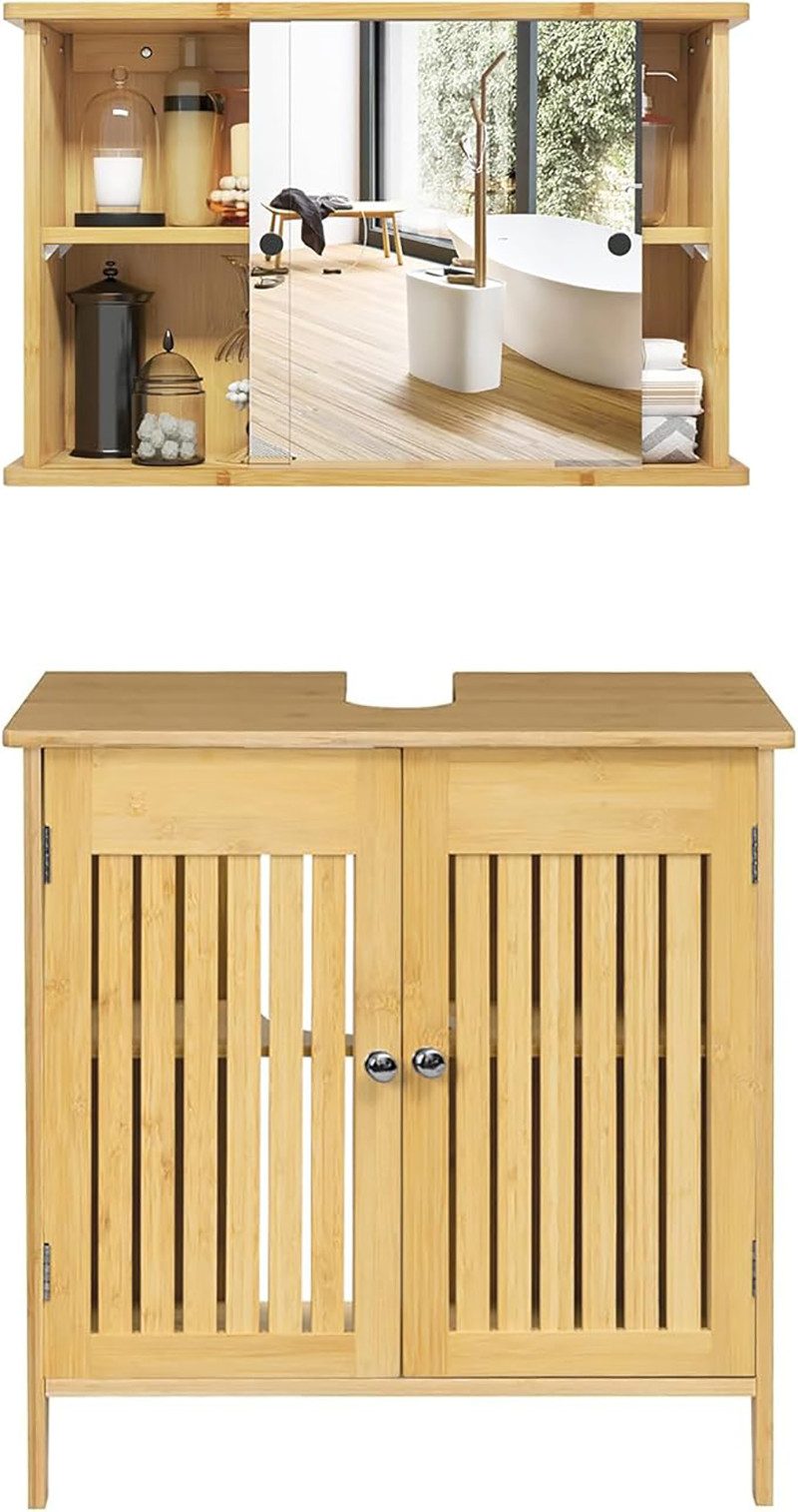 EUGAD Badmöbel-Set, (2-St), Badezimmerschrank mit Spiegelschrank Hängeschra günstig online kaufen