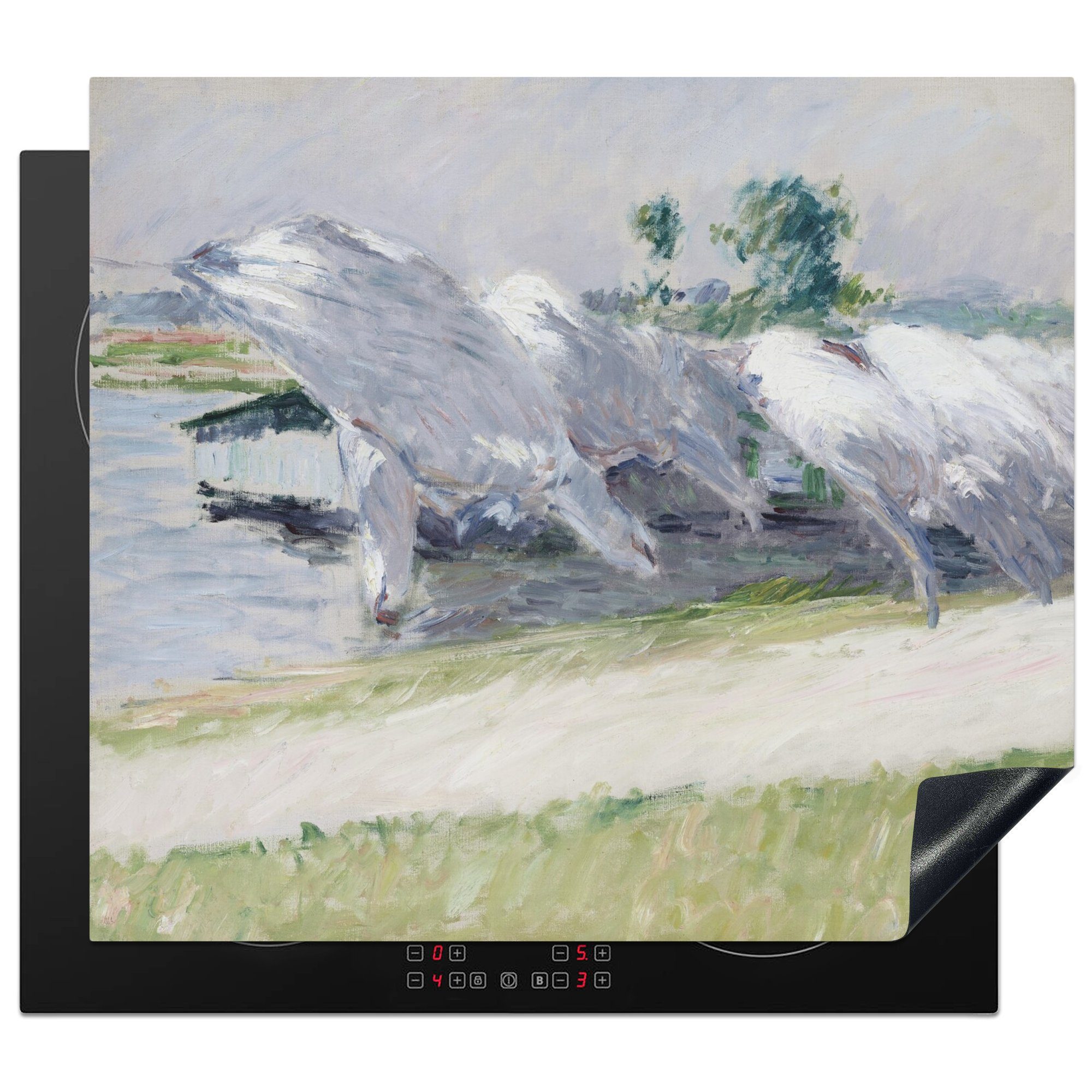 Arbeitsfläche Mobile Caillebotte, - Wachs Ceranfeldabdeckung Vinyl, Gemälde Trocknendes cm, von MuchoWow Herdblende-/Abdeckplatte (1 60x52 Gustave nutzbar, tlg),