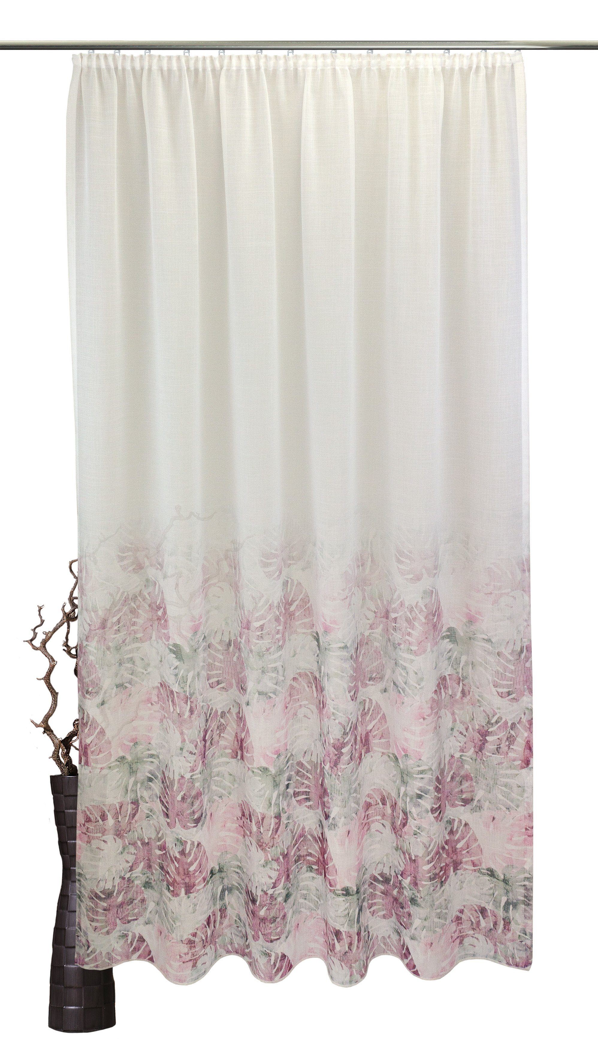 Vorhang Zara, VHG, Kräuselband (1 St), halbtransparent, Digitaldruck, Farbverlauf, Aquarell pink