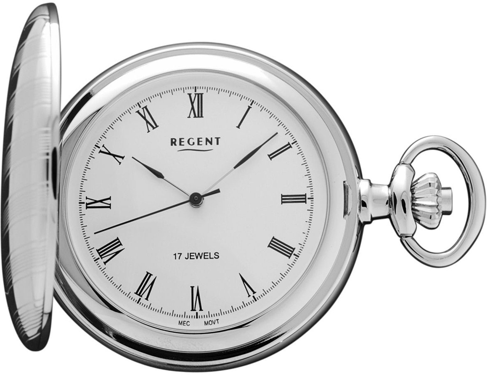 Regent Taschenuhr Regent Taschenuhr für Damen Herren P-18, (Analoguhr), Herren Taschenuhr rund, extra groß (ca. 48mm), Metall verchromt