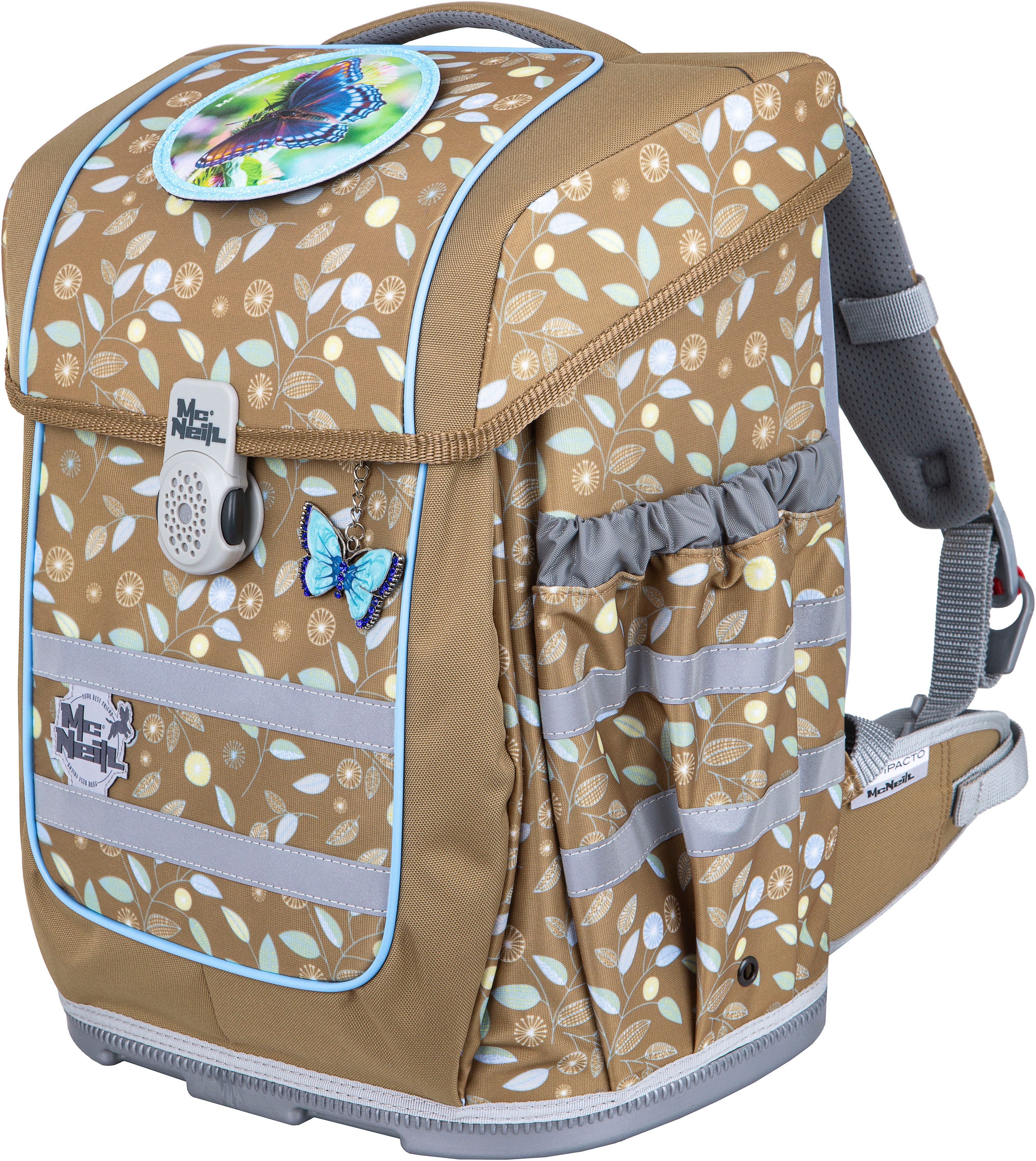 McNeill Schulranzen Ergo Compacto, Greta (Set, 5-tlg), inkl. Federmäppchen, Turnbeutel, Schlamperrolle & Motivmagnet