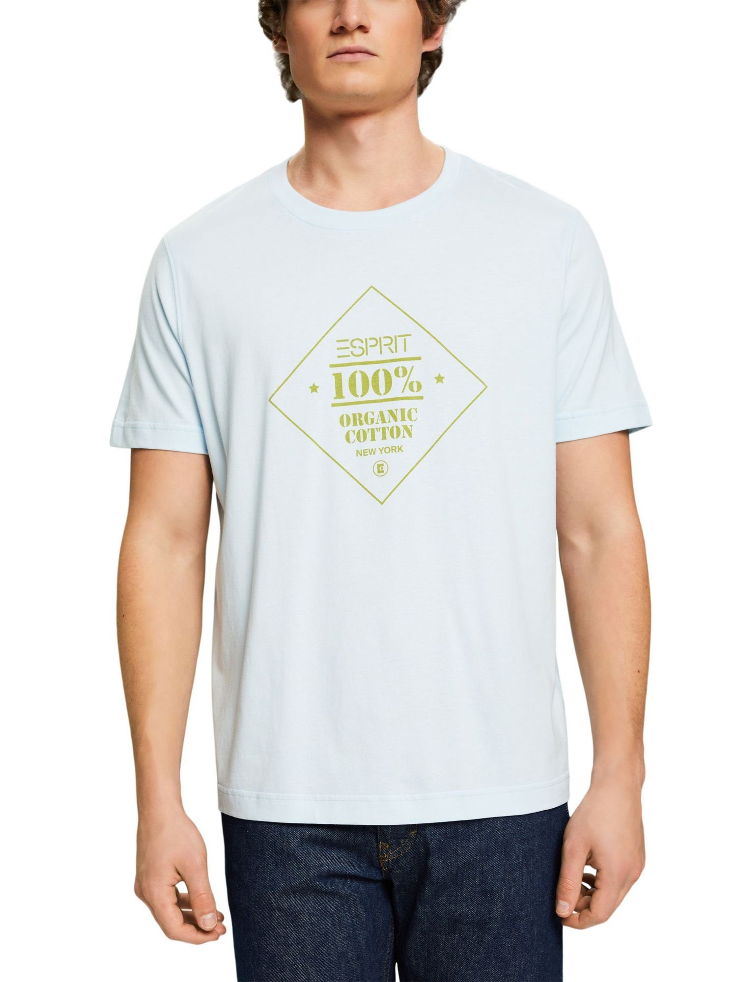 mit Logoprint (1-tlg) Baumwoll-T-Shirt Esprit PASTEL BLUE T-Shirt
