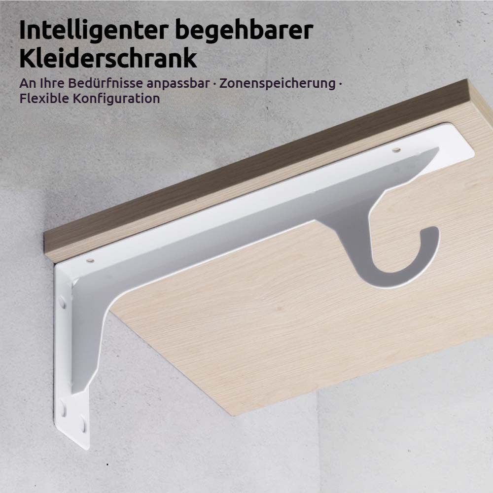 JOYOLEDER Wandregalhalter 2 Stück - Regalhalterung Schwerlast, Metallwinkel 90 Grad Wandwinkel, Haken, Tragkraft 60kg, Regalwinkel Metall Regalhalter, für Wandhalterung Regal, Eckregal