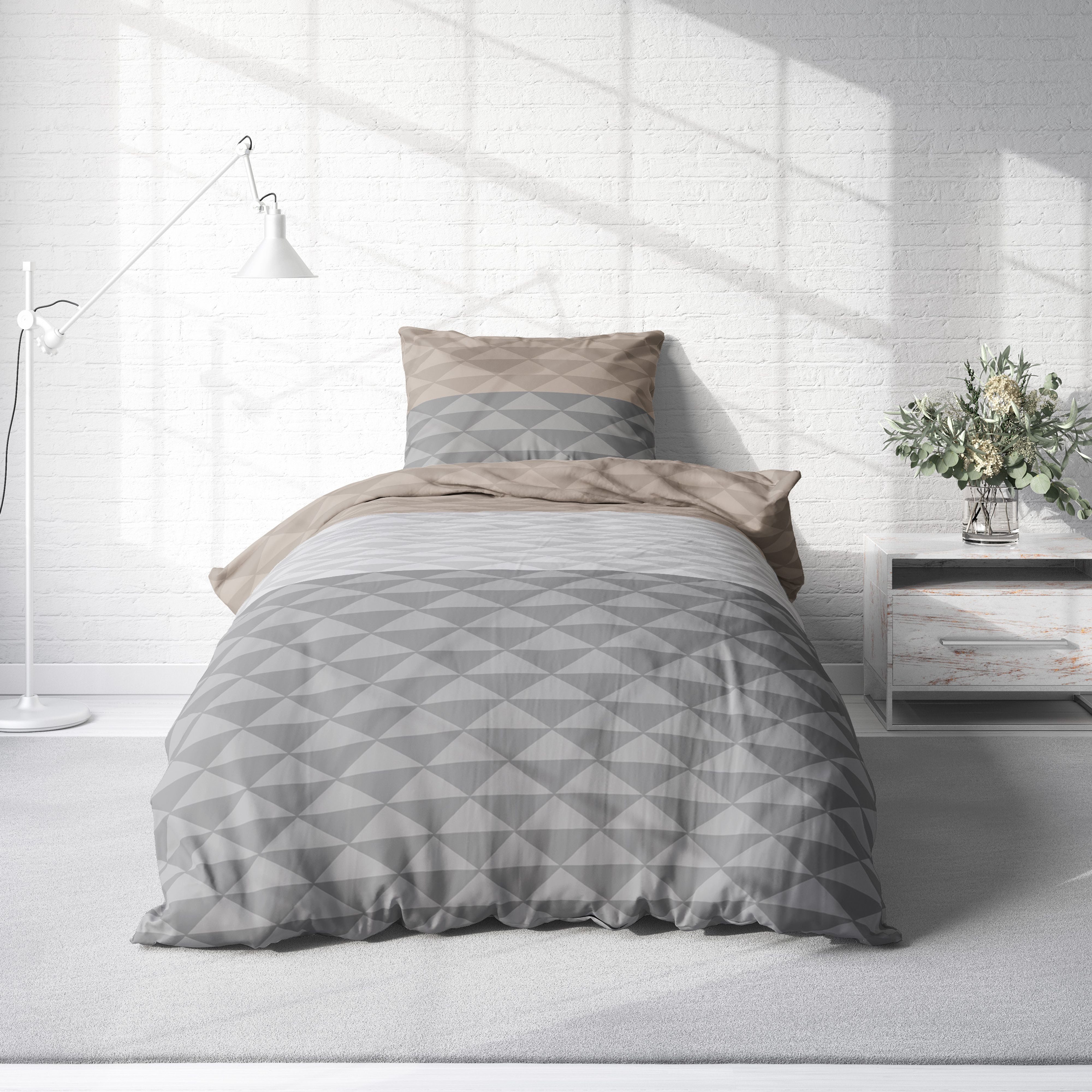 One Home Bettwäsche, Mikrofaser, 2 teilig, modern, gestreift und Rautenmust günstig online kaufen