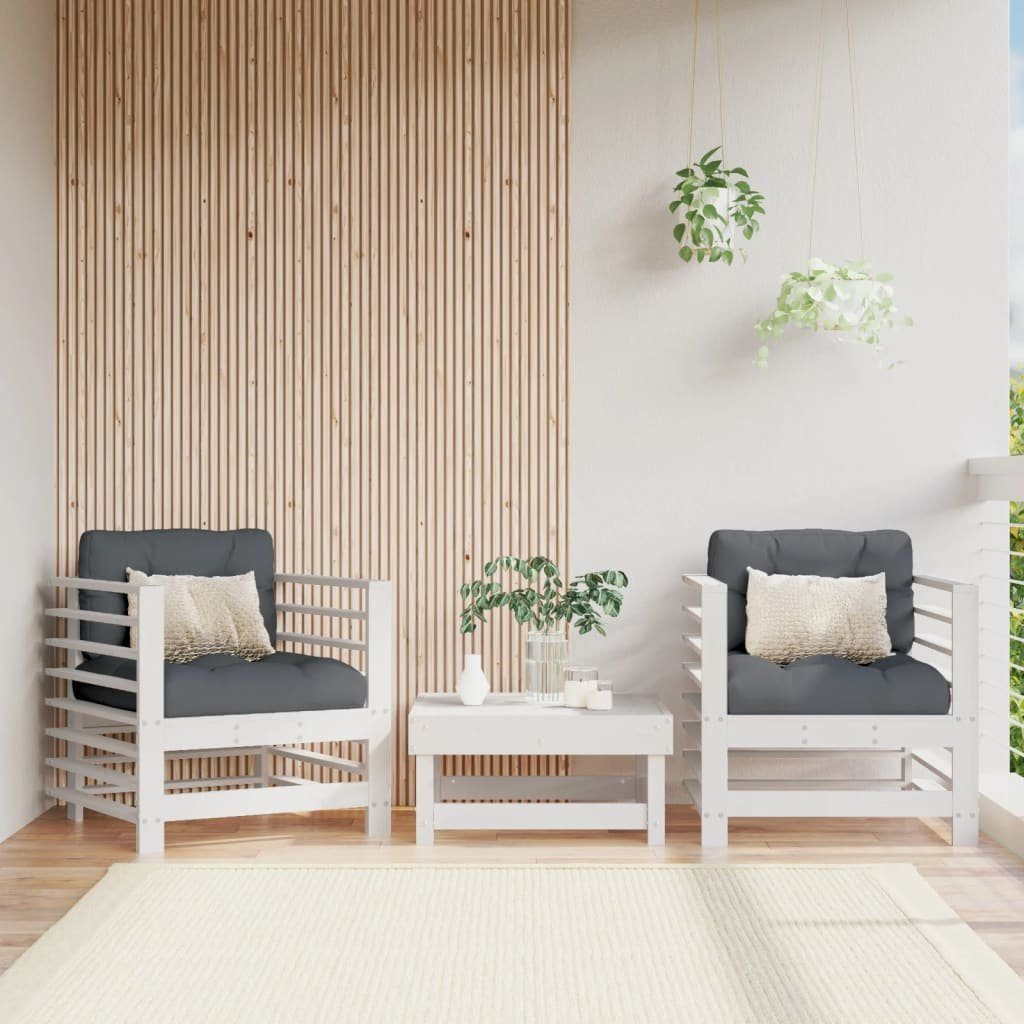 vidaXL Loungesofa Gartenstühle 2 Stk. Weiß Massivholz Kiefer, 1 Teile