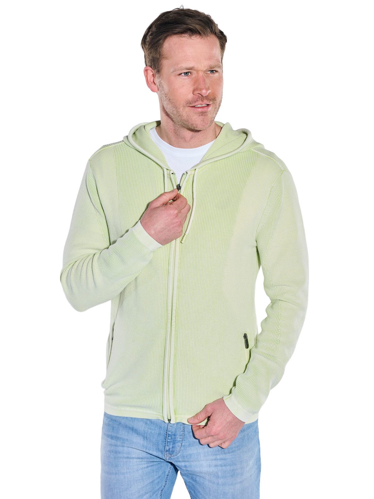 Engbers Cardigan Herren Cardigan mit Kapuze, Hellgruen