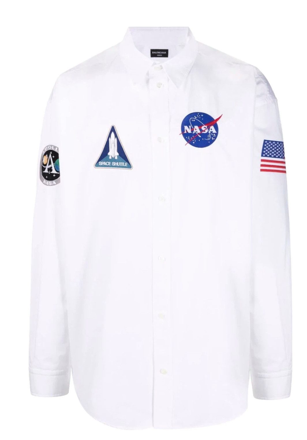 Balenciaga Langarmhemd NASA Space Shuttle Oversized Limited Hemd Unisex mit Stick-Patches Vier große, aufgestickte Patches: