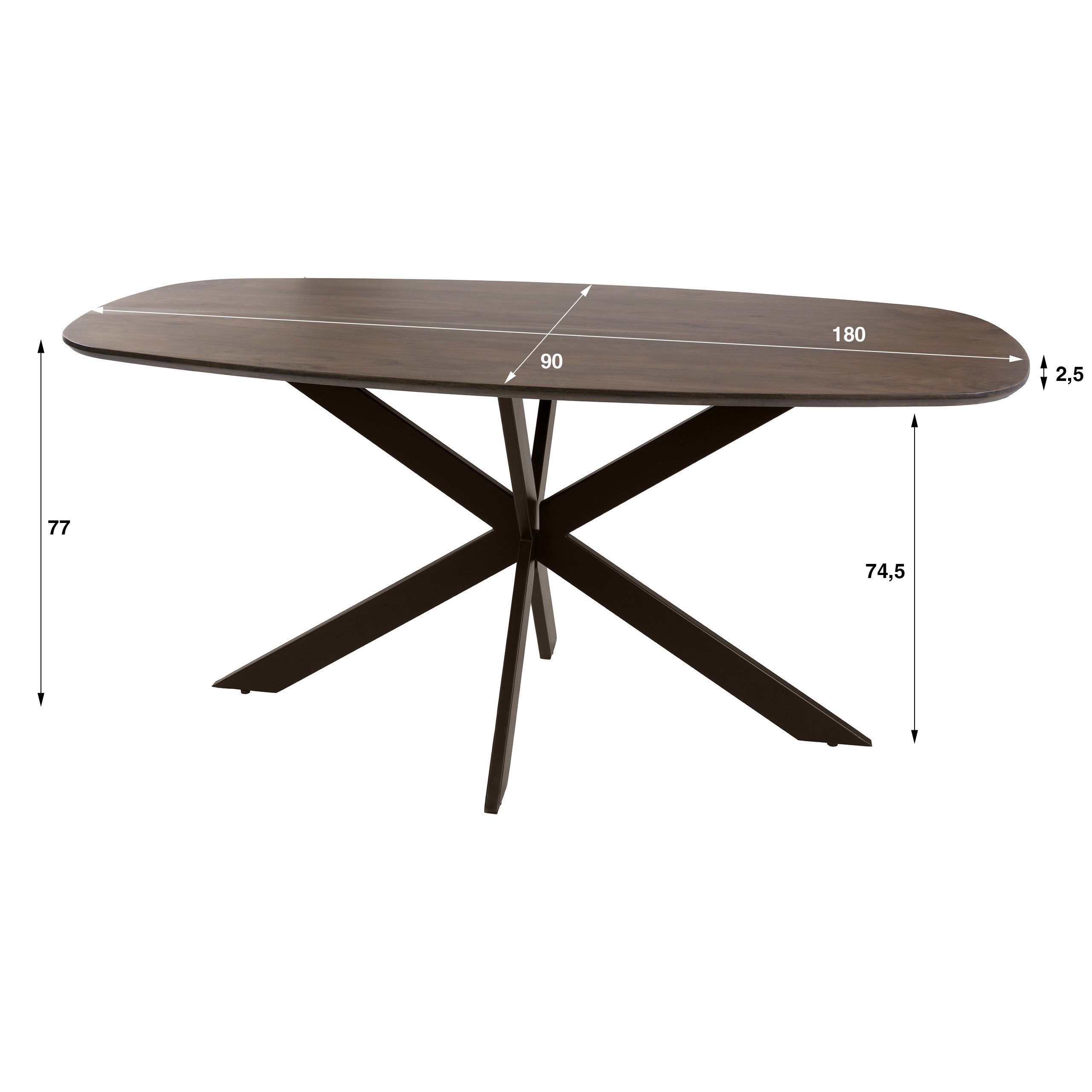Maison ESTO Esstisch Esszimmertisch ELVAN dänisch oval Massivholz braun, in 3 Größe erhältlich: 150 cm, 180 cm und 215 cm – Bild 4 von 5