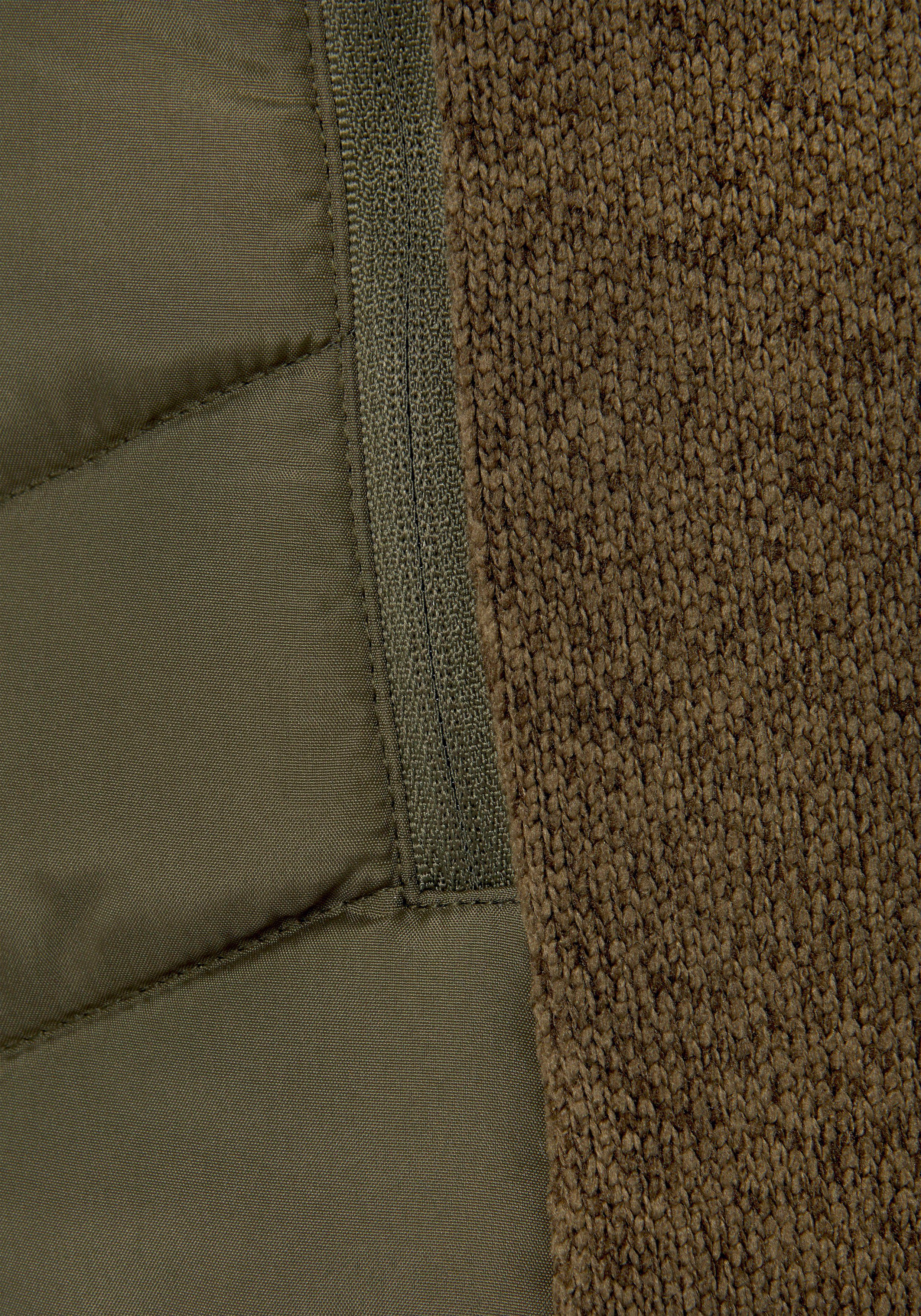 khaki mit Strickfleece-Ärmeln Vivance Steppjacke