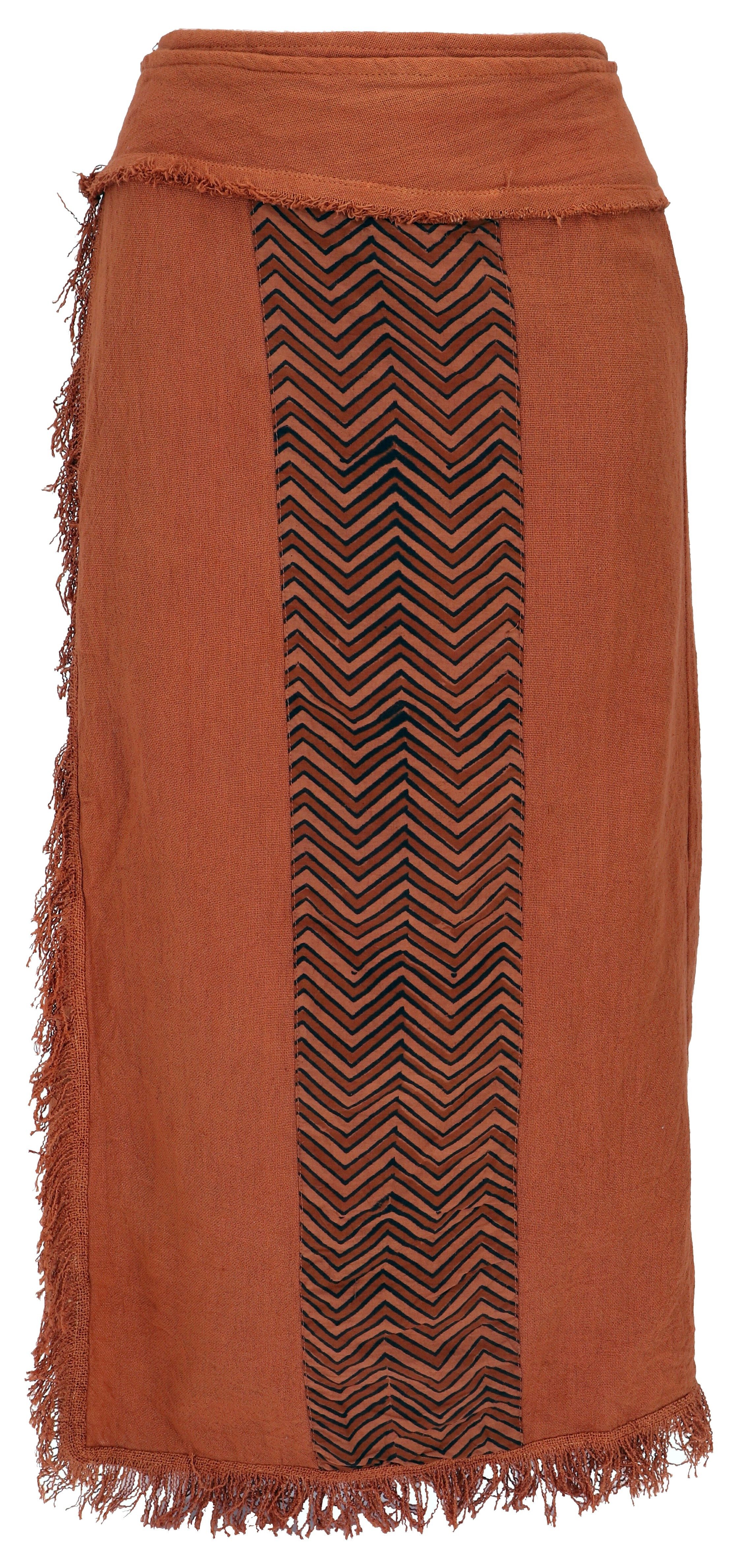 Guru-Shop Minirock Boho Wickelrock mit Tribaldruck und Fransen -.. alternat günstig online kaufen