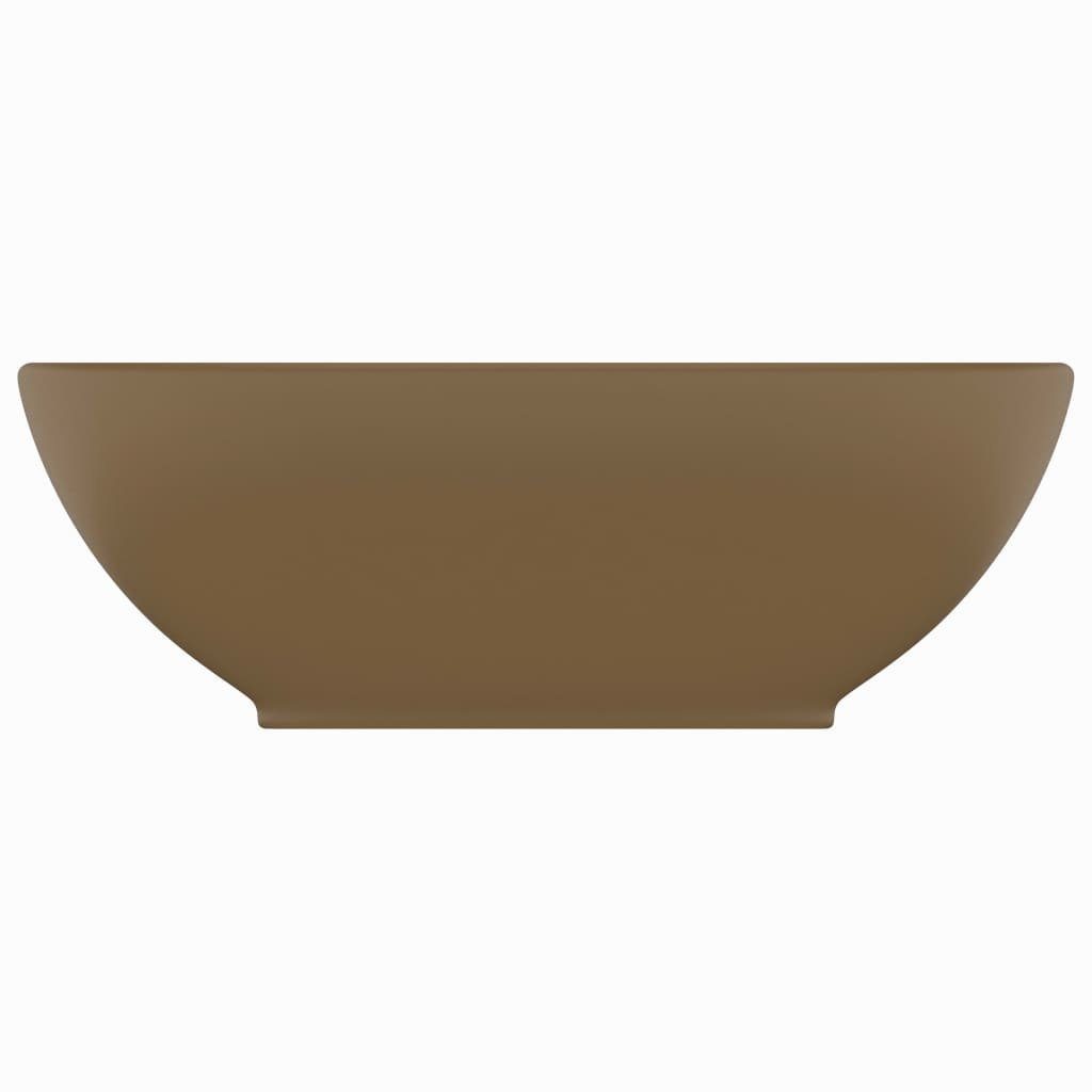 vidaXL Waschbecken Luxuriöses Ovales Waschbecken Matt Creme 40x33 cm Keramik