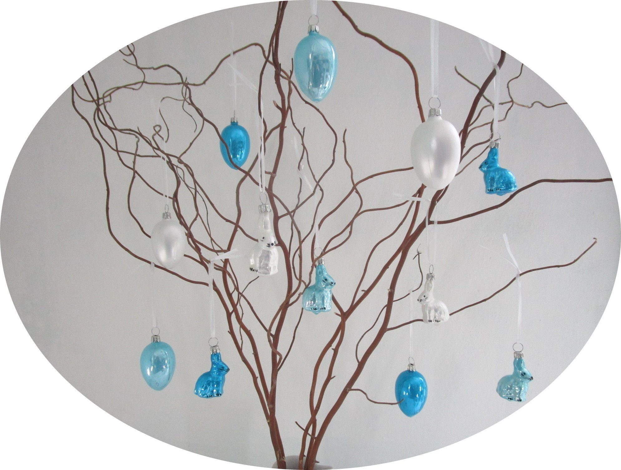 Nostalgie Christbaumschmuck Thüringen Osterfigur Ostereier und Osterhasen klein Mix (gemischtes Set, 12 tlg), MADE IN GERMANY