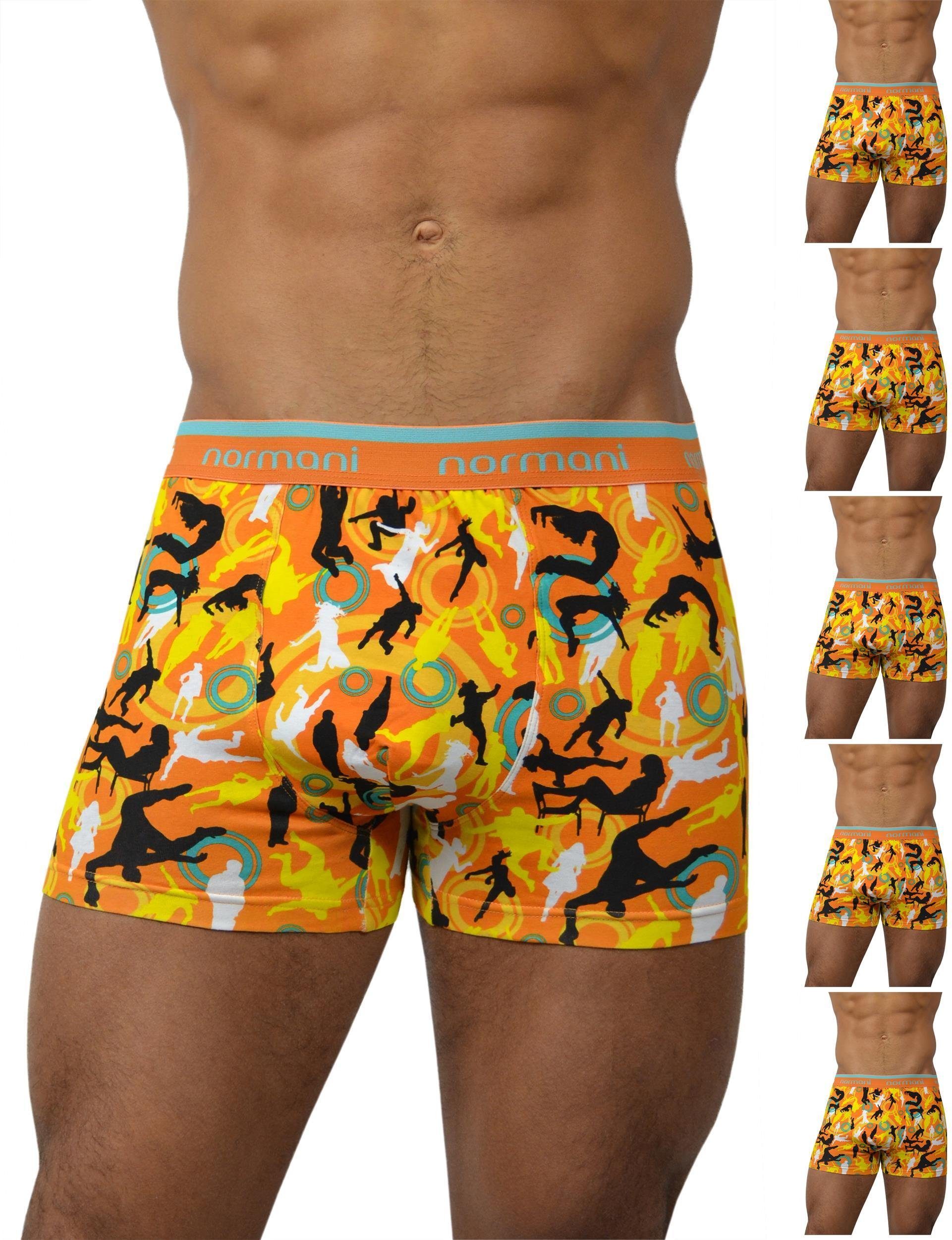 normani Retro Boxer 6 Stück Retro Boxershorts aus Baumwolle Unterhose aus atmungsaktiver Baumwolle Dance and Style/Orange