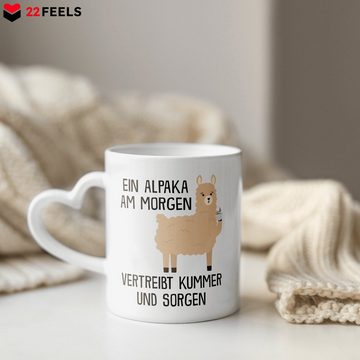22Feels Tasse Alpaka Süßes Tier SpruchGeschenk Arbeitskollege Büro Humor Witzig, Keramik, Made In Germany, Spülmaschinenfest, Herzhenkel