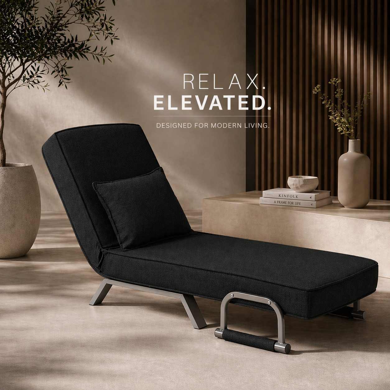 Makika Relaxliege Schlafsessel Schlafsofa Ted klappbar in Schwarz