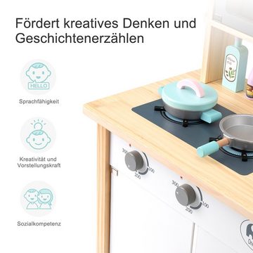 Dedom Spielküche Große Spielküche,Küche Family,Spielküchen,Kinderküchen-Spielset,hölzern,Ausgestattet mit einer Vielzahl von Küchenzubehör, einfach zu montieren, glatte Kanten, um Stöße zu vermeiden,weiß