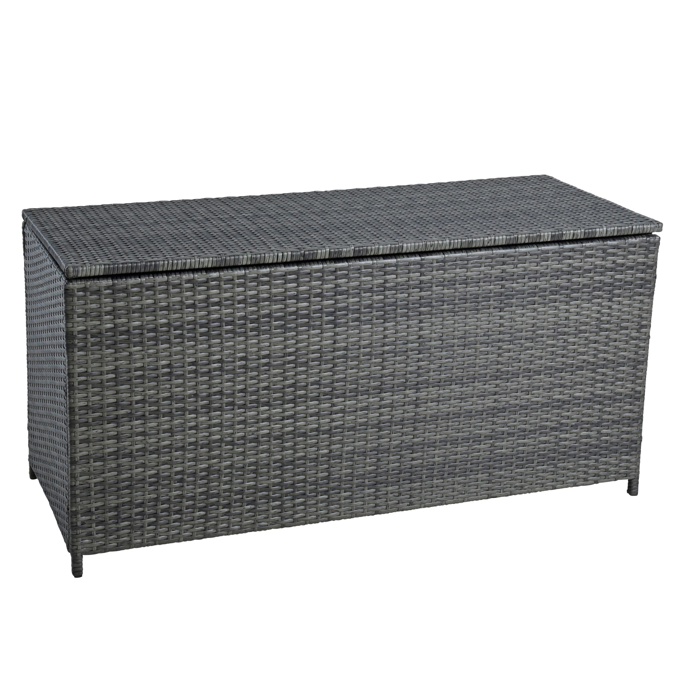 ESTEXO Auflagenbox Polyrattan Kissenbox Gartenbox 114cm Aufbewahrungsbox Anthrazit-Grau