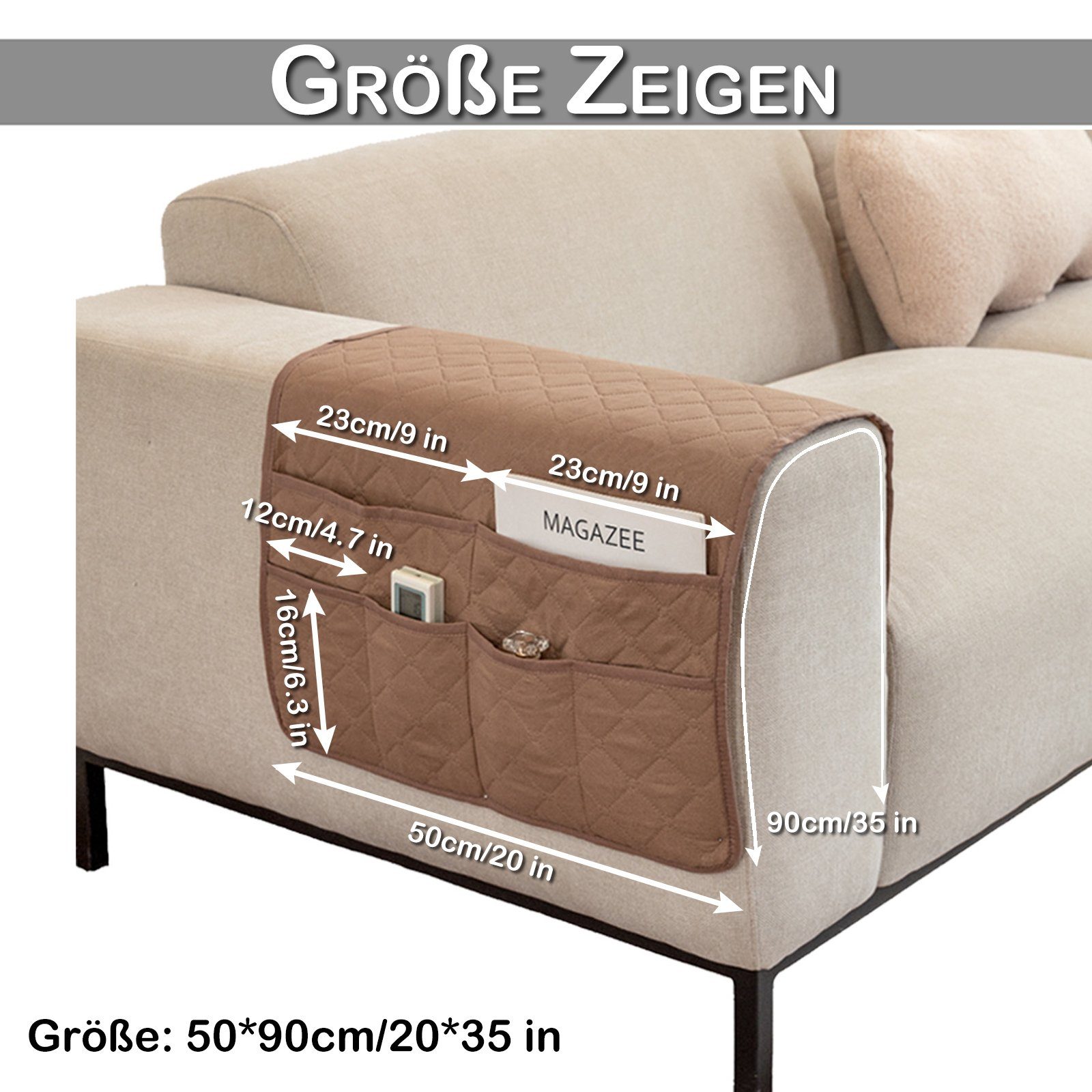Sofahusse Armbezug, wasserabweisend, 50x90cm Sofa, für Seitentasche, mit Rosnek, Rot rutschfest