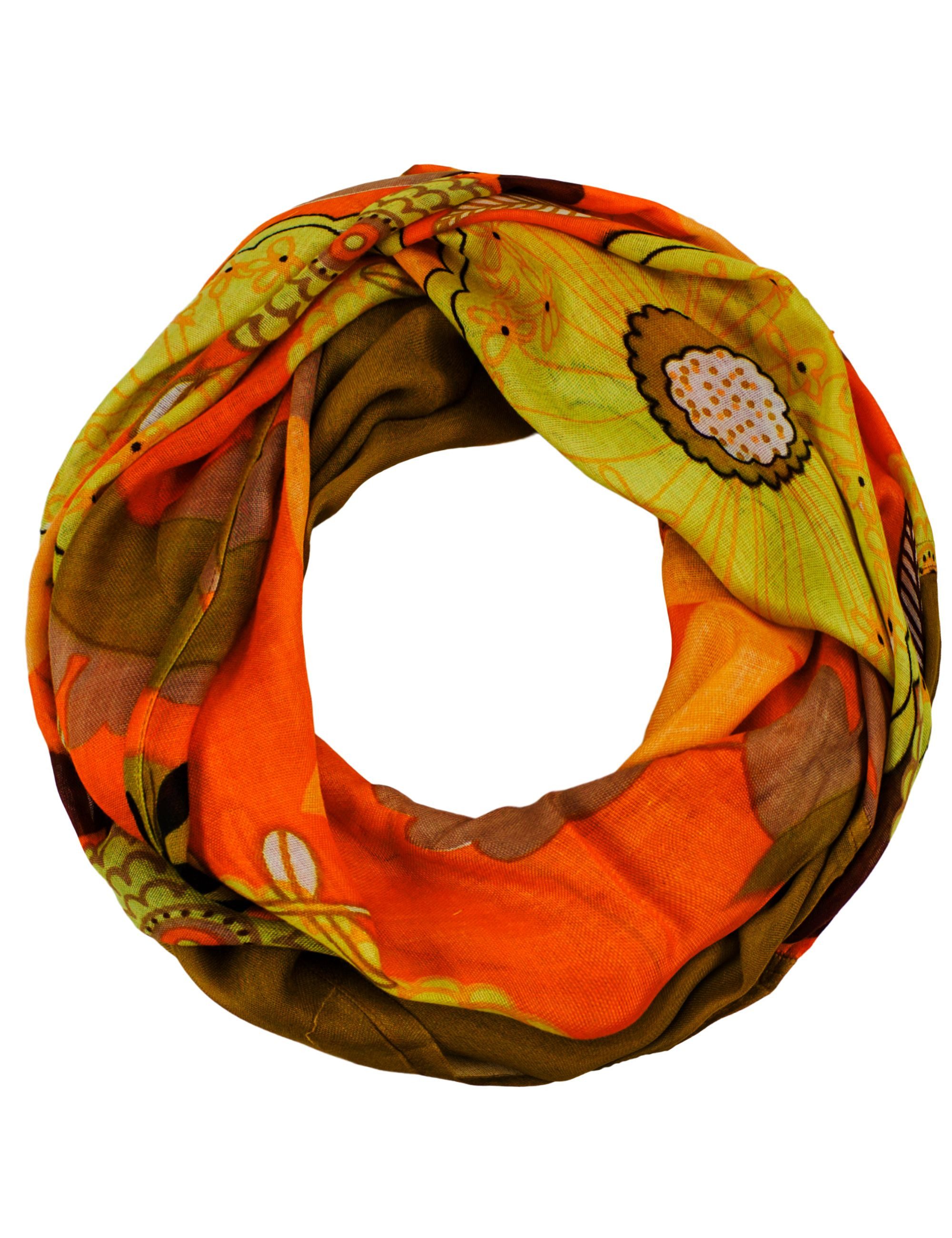 Sunsa Loop Damen Loop Schal. 100% Viskose Schlauchschal. Loopschal, bedruckt mit Blumenmotiv