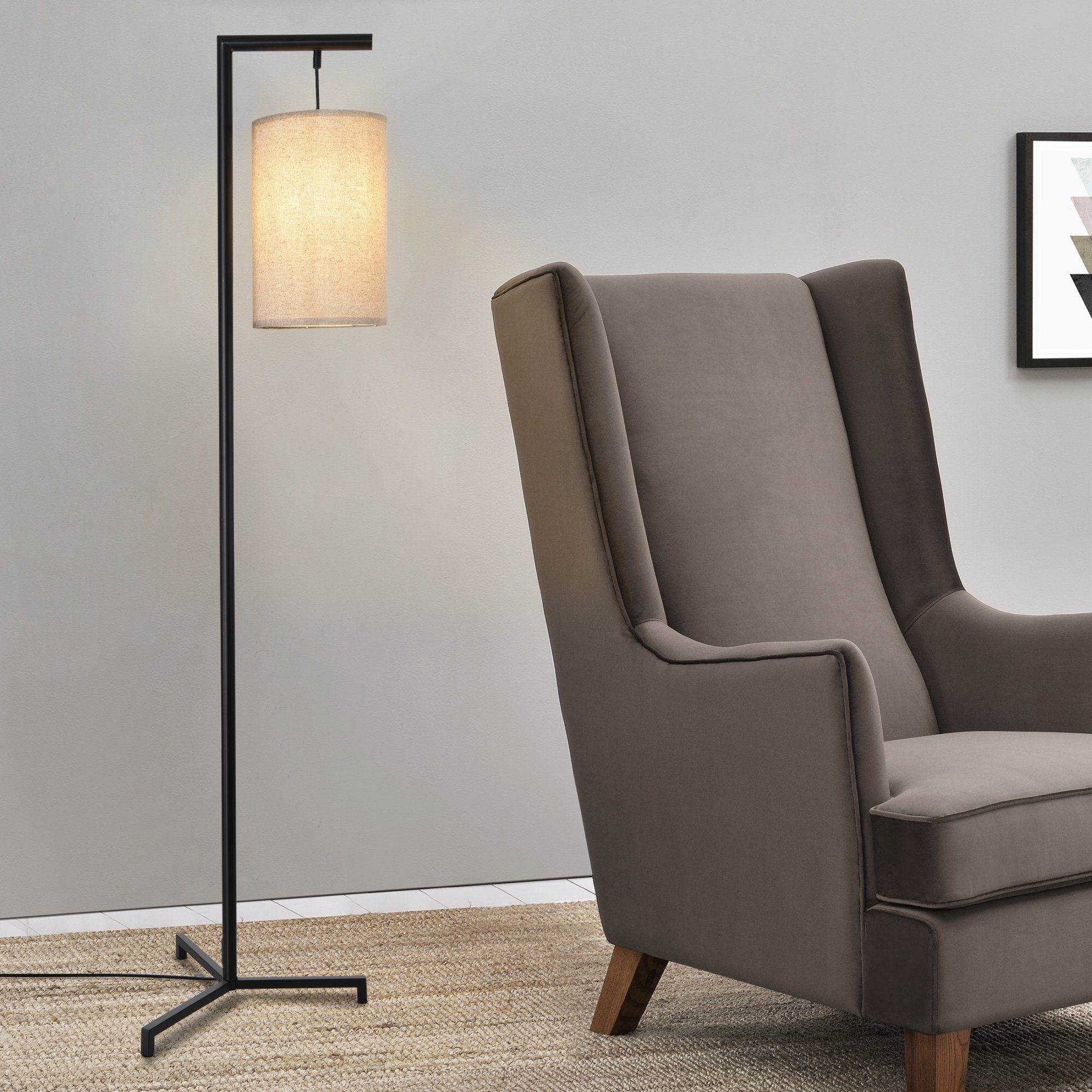 lux.pro Stehlampe, ohne Leuchtmittel, »Skaun« 1 x E27 Metall Schwarz und Beige