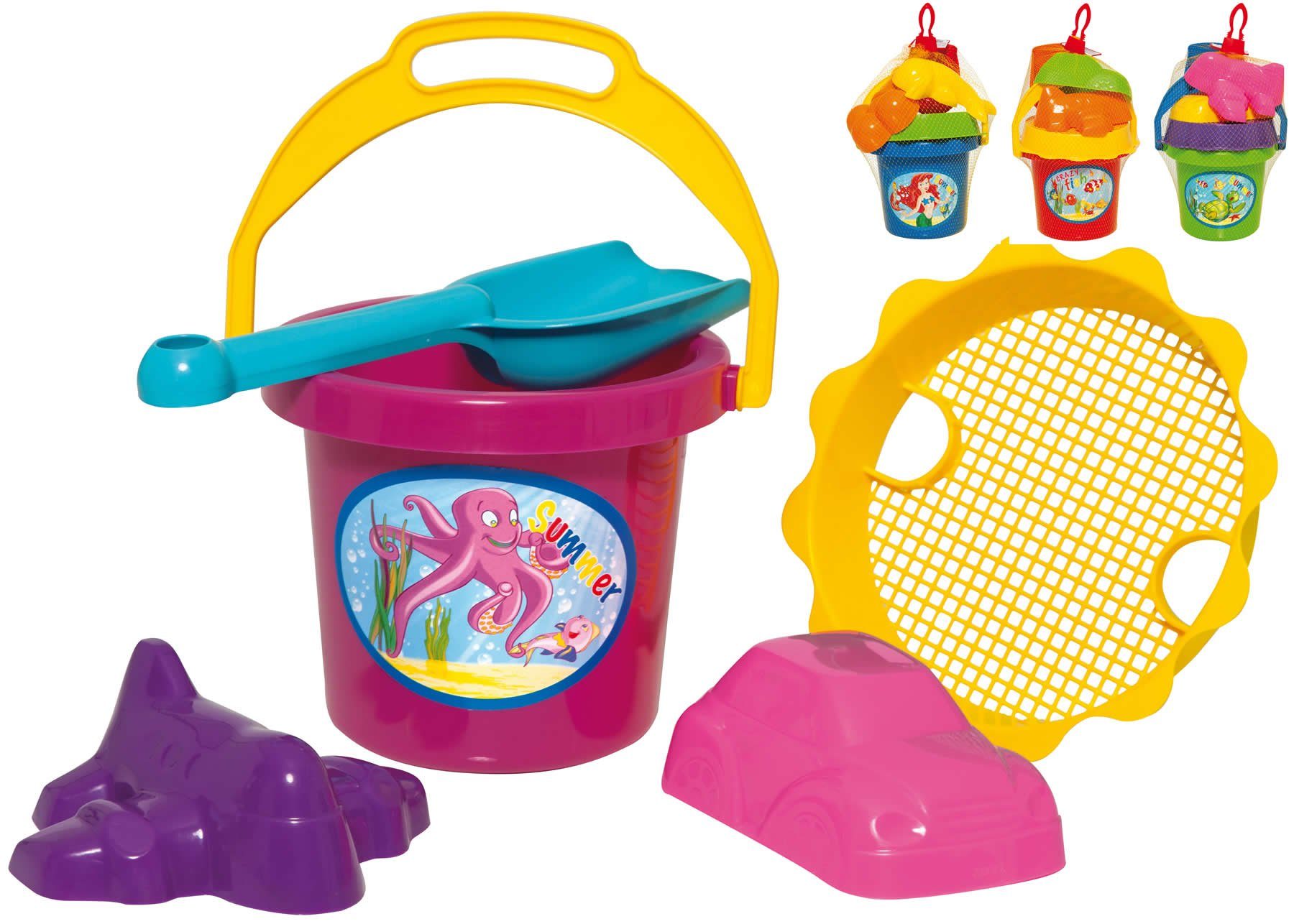 Sandform-Set Sandspielzeug Schaufel Eimer Förmchen Sieb 5-tlg.