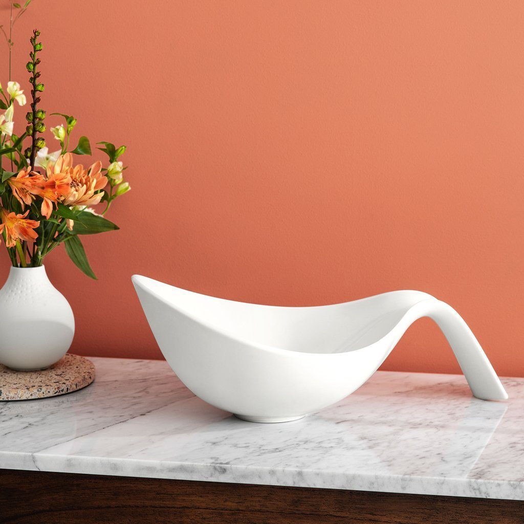 Villeroy & Boch Salatschüssel Flow Schüssel mit Griff, Porzellan, (1-tlg), Premium Porcelain, mikrow.- & spülm.sicher, Made in Germany