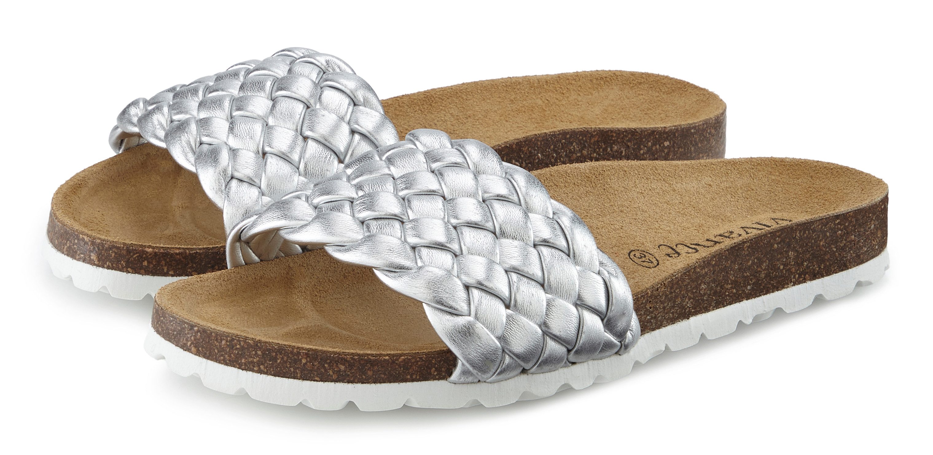 Vivance by Lascana Mule, Sandale, offener Schuh, Sommerschuh, Pantolette NEU mit komfortablem Korkfußbett & weicher Innensohle aus Leder