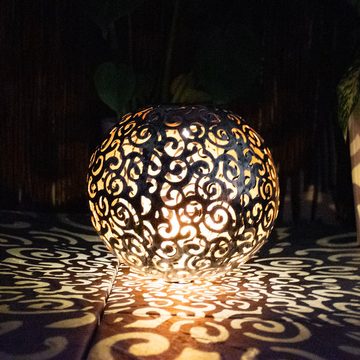 Globo LED Außen-Stehlampe, LED-Leuchtmittel fest verbaut, Warmweiß, Solarleuchte Solarkugel für Außen silberfarben Stecklampe Garten