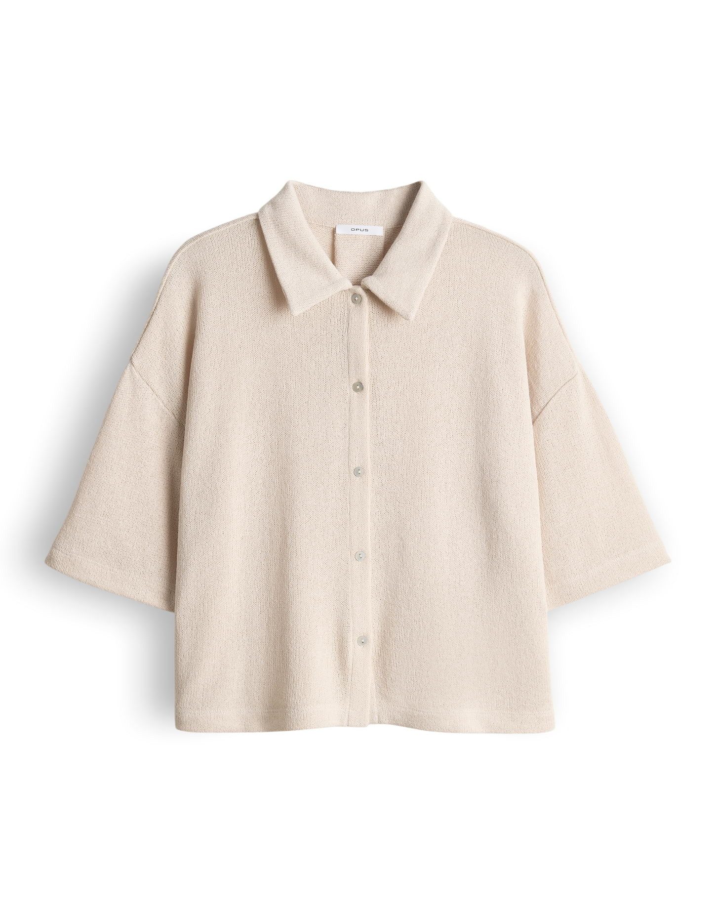OPUS Poloshirt Jerseyshirt in feiner Strickoptik Lockere Passform, Kellerfalte im Rücken, Knopfleiste