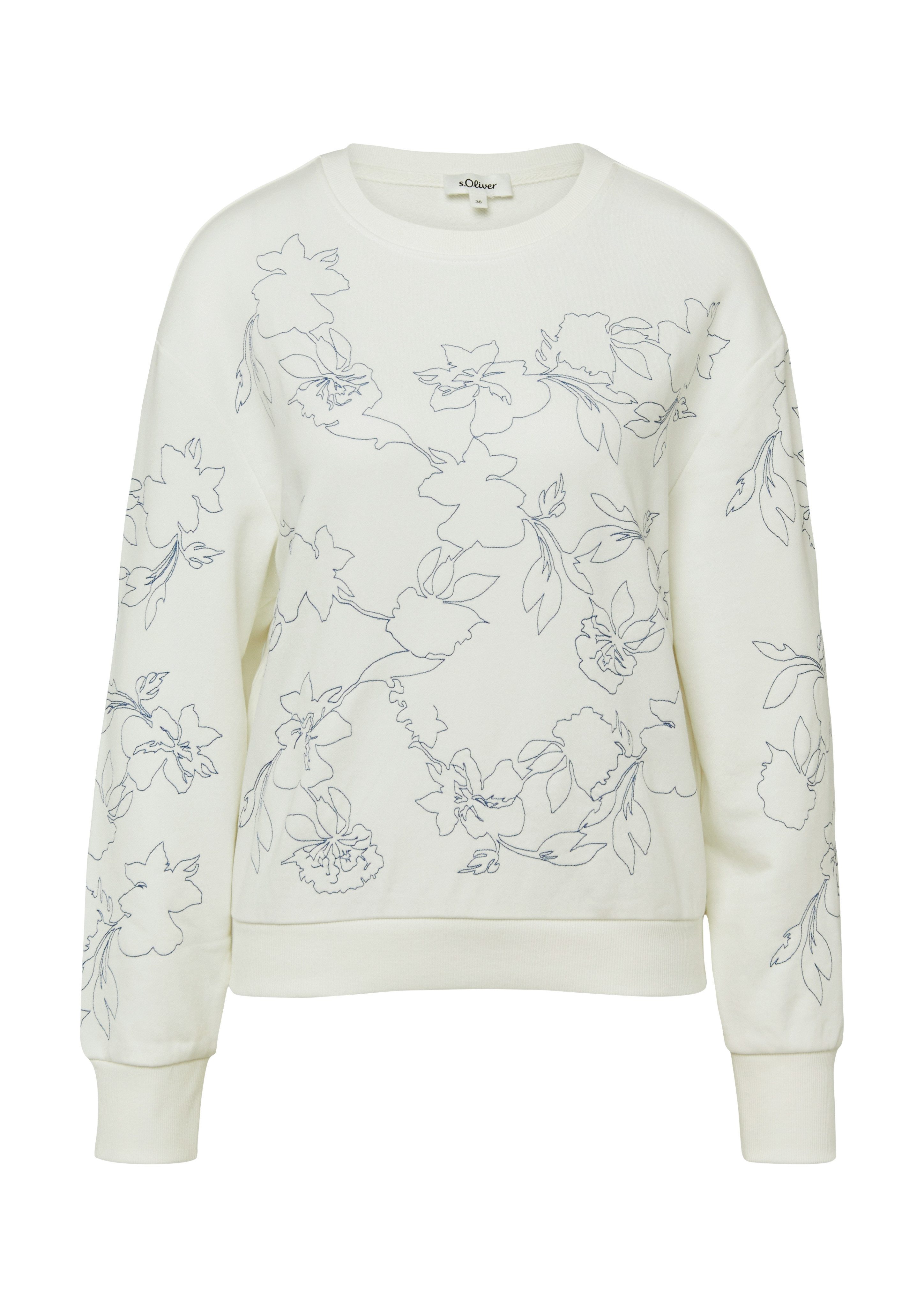 s.Oliver Sweater mir floraler Stickerei